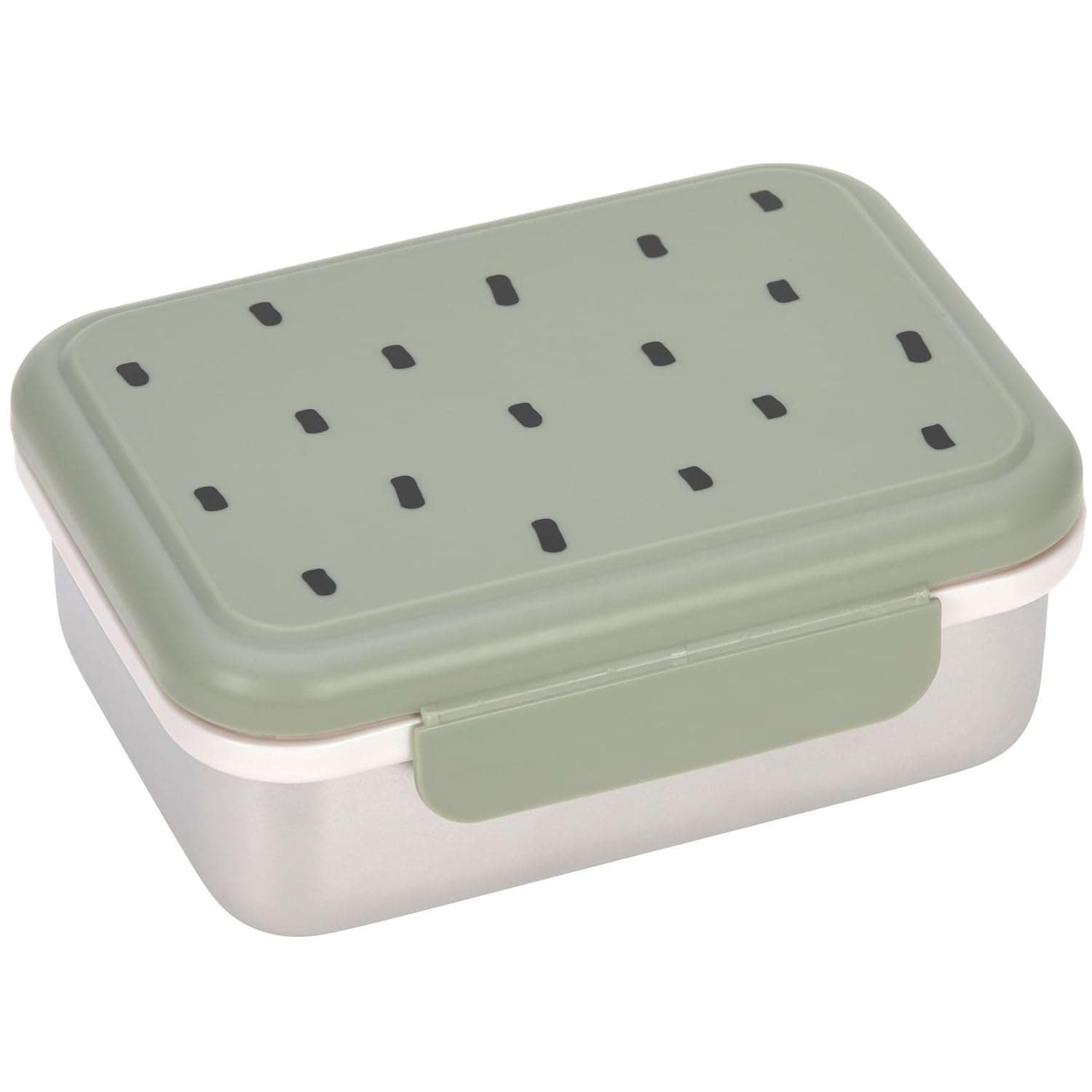 LÄSSIG Fiambrera para niños de acero inoxidable Fiambrera para el desayuno sostenible para el jardín de infancia/Lunchbox Happy prints light olive