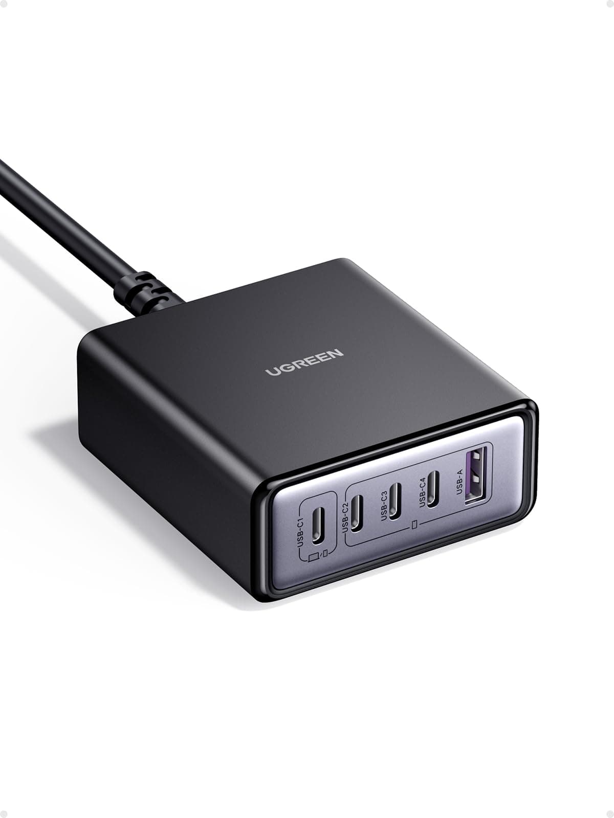UGREEN USB C Ladegerät 65W GaN Netzteil 5-Port Desktop Ladestation 45W PPS Schnellladegerät Mehrfach kompatibel mit iPhone 17-8 Serien, Galaxy S25, S24, A15, Pixel 9, iPads, MacBook Air