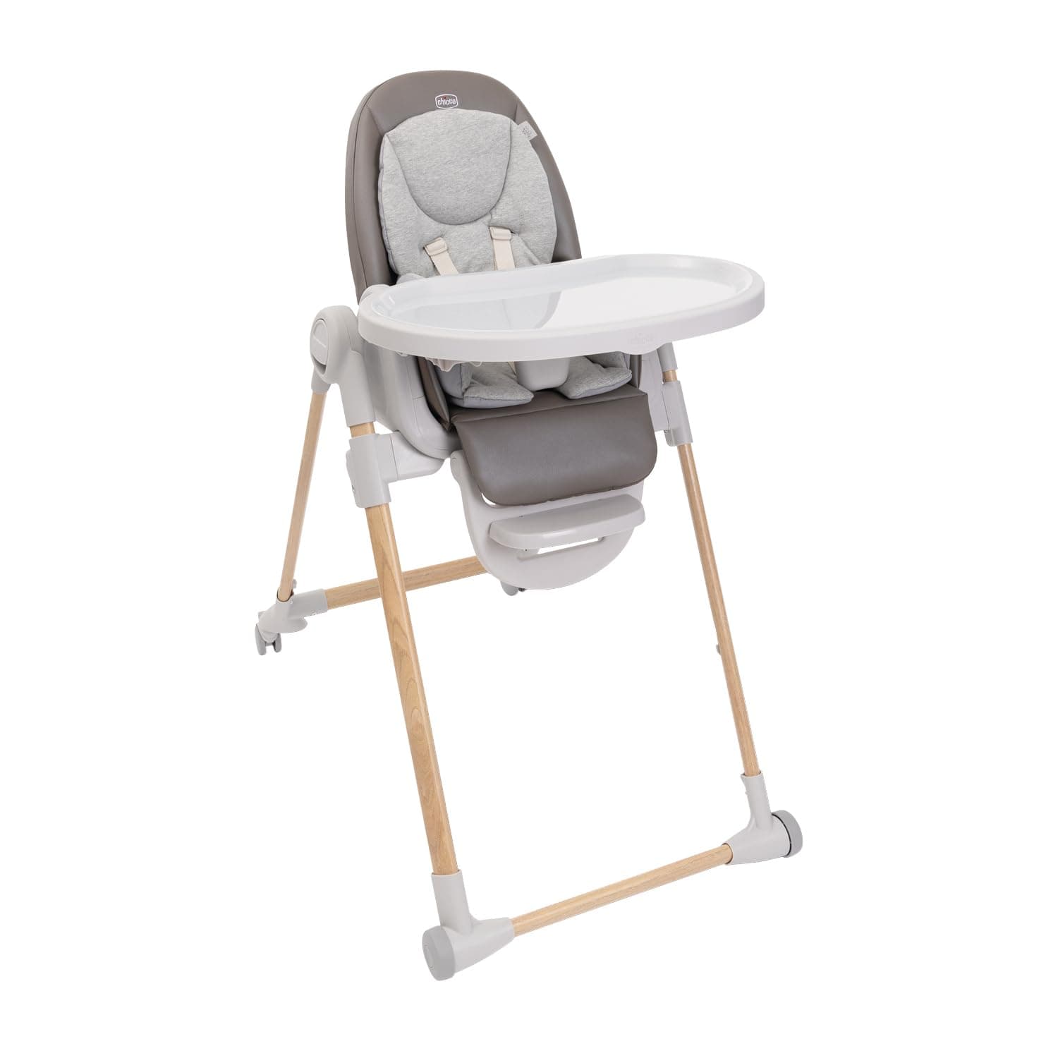 Chicco Polly Armonia Seggiolone Evolutivo Pappa per Bambini da 0 Mesi a 40 kg, Sedia Evolutiva, Seggiolone Reclinabile a Sdraietta con Altezza e Poggiapiedi Regolabili, 4 Ruote, Compatto, Marrone