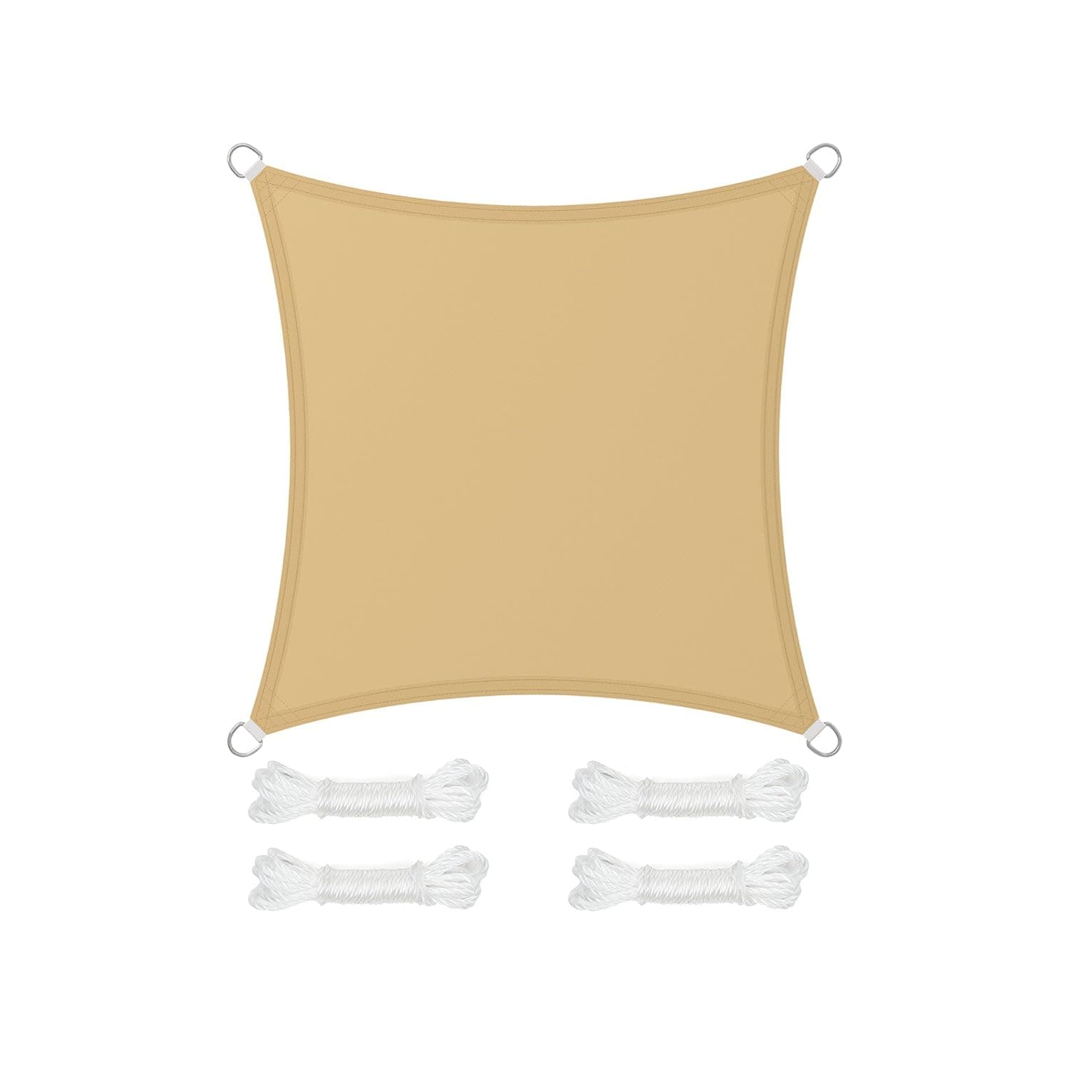 SONGMICS Sonnensegel 3 x 3 m, wasserfest mit Einer Wassersäule von 665 mm, Sonnenschutz aus reißfestem Polyester, UV-Schutz 93%, Terrasse, Garten, Balkon, quadratisch, 2 m Seile, sandgelb GSH33EY