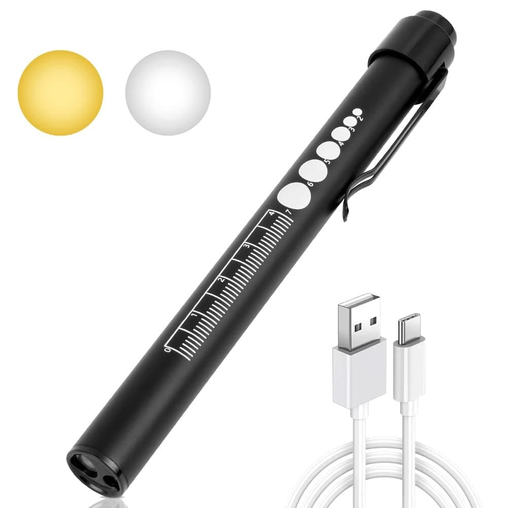 flintronic Torcia Penna LED, LED Penlight Lampada Diagnostica, Professionale Clinical Pen Esame, Oftalmico Pupilla Check Pen Light con il calibro della pupilla per Doctor Nurse con Clip da Tasca