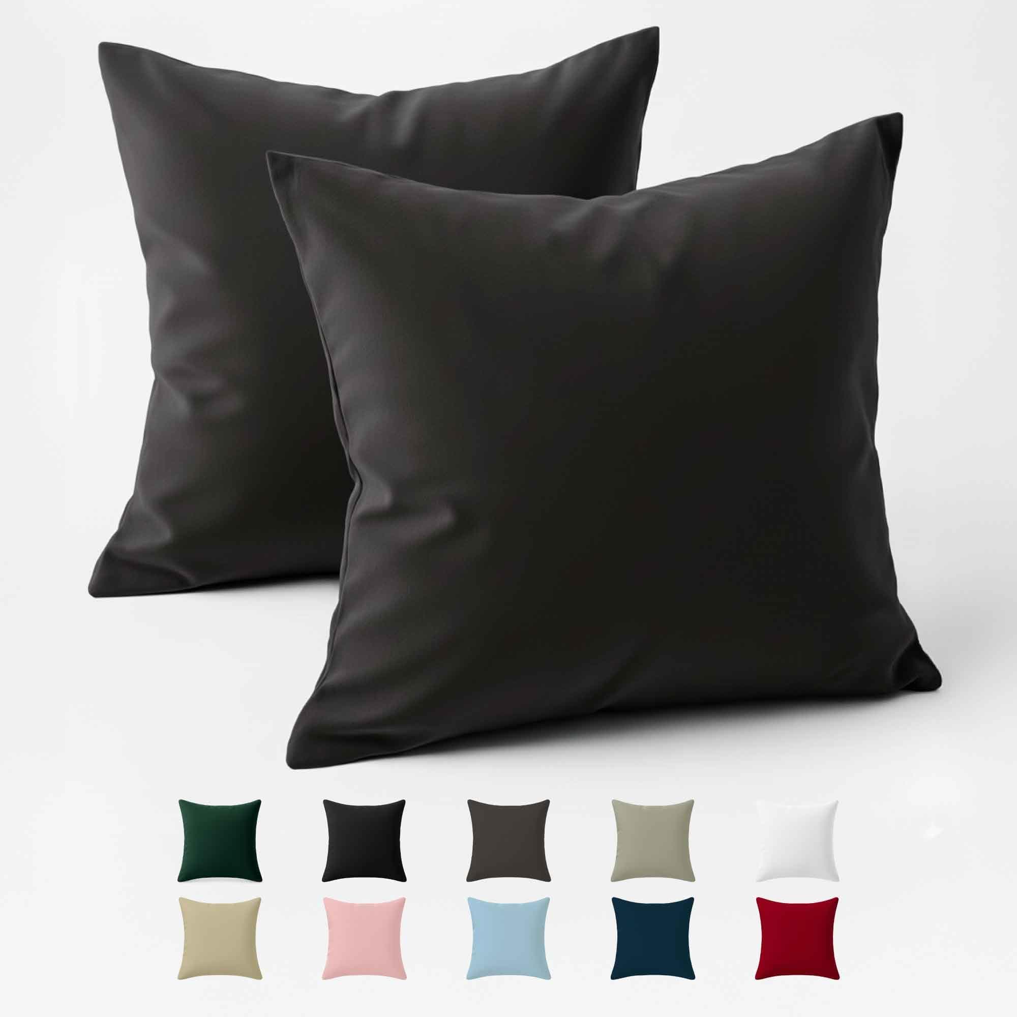 Federe 60x60 Cotone Rinforzato (Set da 2) - Antracite - Trama Fitta a 57 Fili/cm² - Federe Cuscini 60x60 cm - Federe Cuscino 60x60 Certificate Oeko Tex - Dreamzie