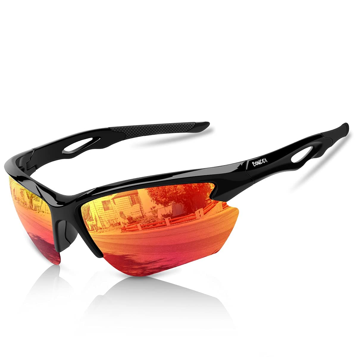 BONDDI Gafas de Sol Deportivas, Gafas de Sol Deportivas Polarizadas para Hombre y Mujer, Protección UV400, Montura TR90 Ligera y Envolvente para Ciclismo Pesca Golf Running Conducción Esquí Senderismo