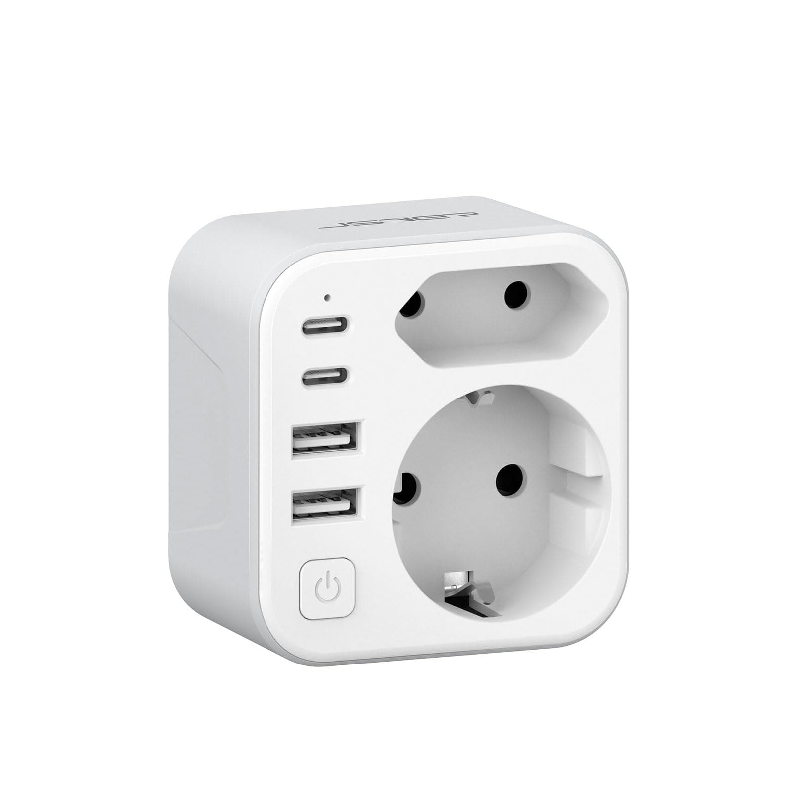 JSVER Adattatore Presa Inglese,Adattatore da Viaggio UK Adattatore da Viaggio con 4 Porte (2 USB C&2 USB A), Adattatore Di Tipo G Adatto per Regno Unito, Irlanda, Dubai, Maldive-Bianco