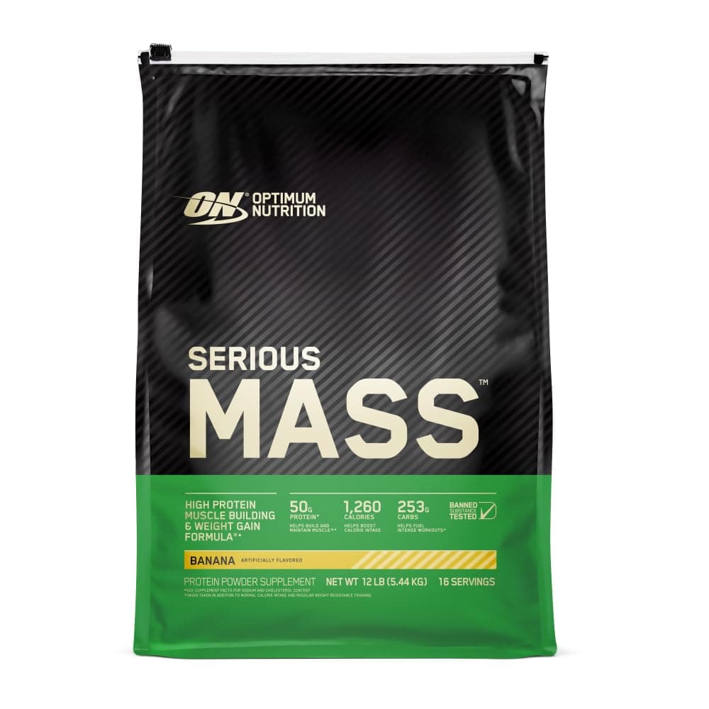 Optimum Nutrition Serious Mass Gainer Proteico in Polvere, Gusto Banana, 5.45kg, 16 Porzioni