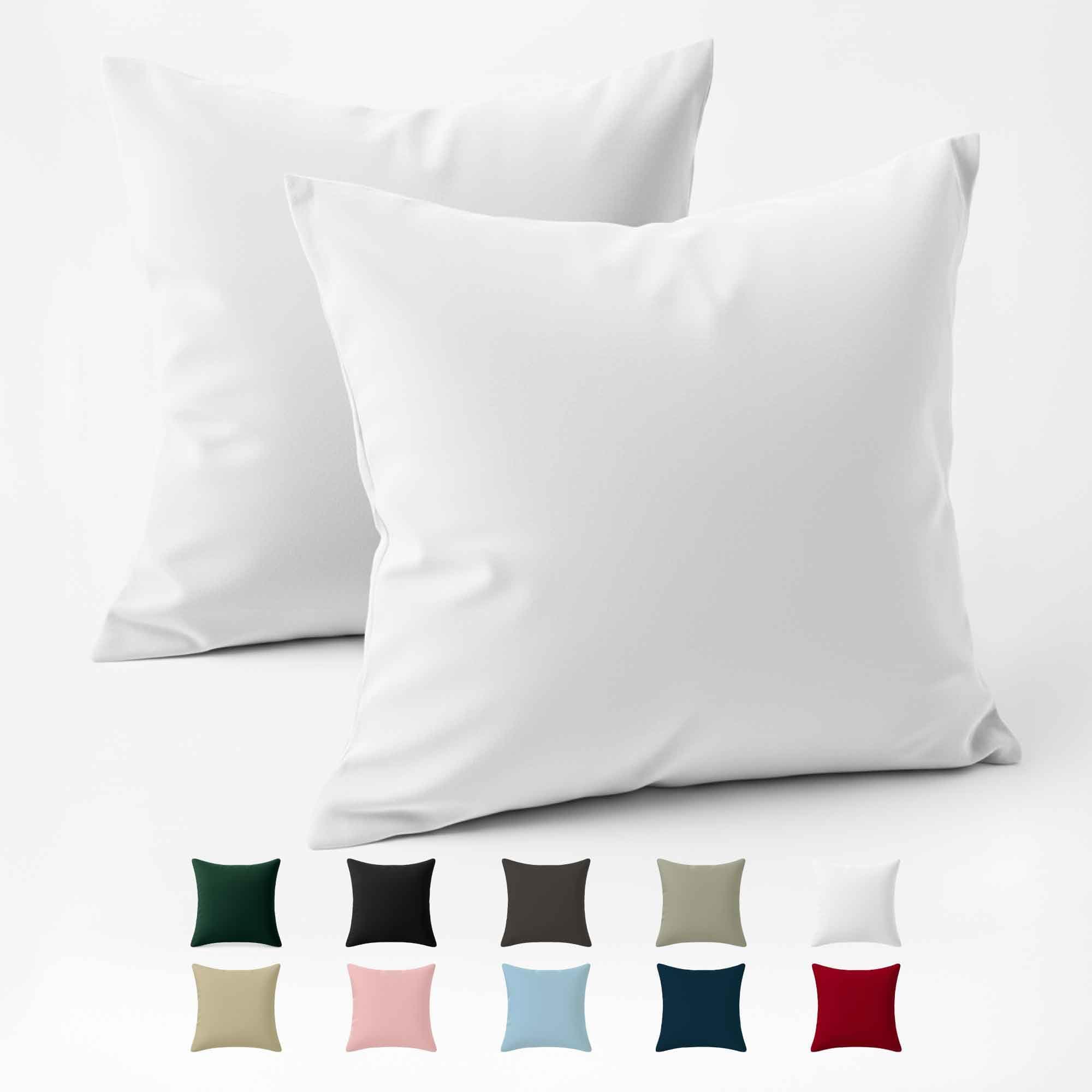 Funda Almohada 60x60 Algodón Reforzado (Pack de 2) - Blanco - Tela Apretada de 57 Hilos/cm² - Funda de Almohada 60 x 60 - Certificación Oeko Tex - Dreamzie