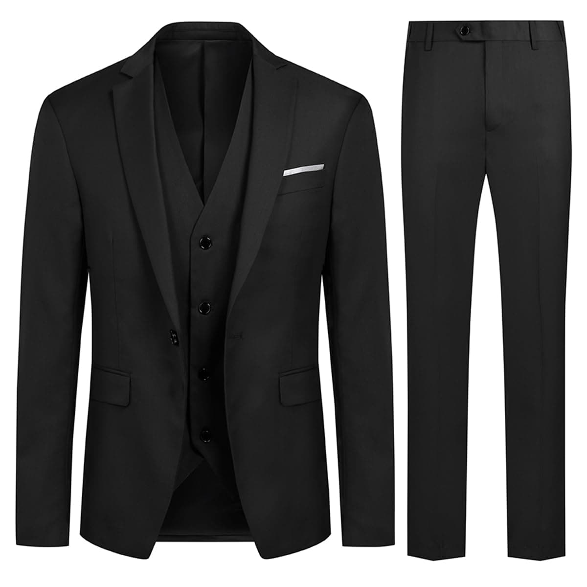 Allthemen Abito da Uomo 3 Pezzi Slim Fit Completo Formale da Matrimonio Un Bottone Giacca Gilet Pantaloni