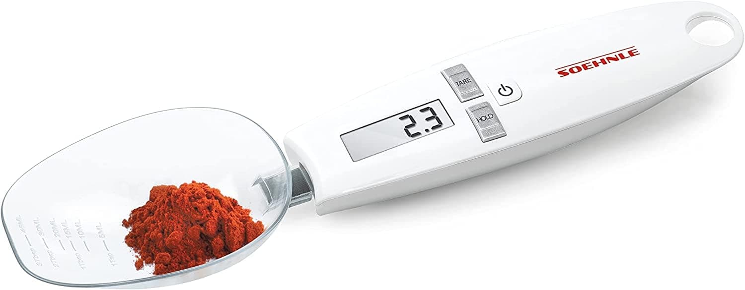 Soehnle Digitale Küchenwaage Cooking Star mit 0,1-g-genauer Teilung und 500 g Tragkraft, Löffelwaage für kleinste Mengen, Feinwaage für Gewürze, Weiß