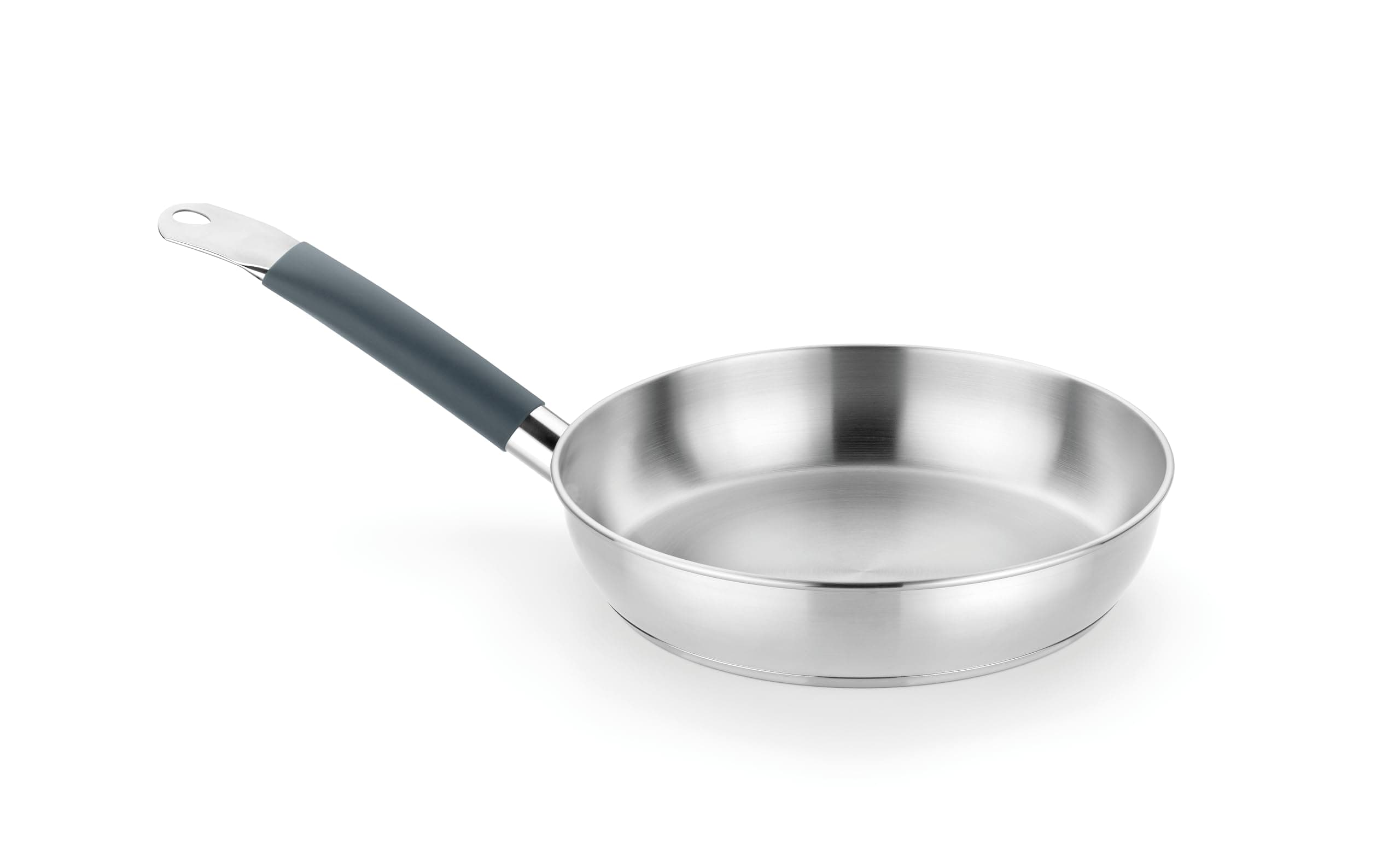 BRA Master | Sartén 24 cm, Acero Inoxidable, Sin Antiadherente | Acero Inoxidable, Sin Antiadherente, Sin PFOA, Apta para todo tipo de Cocinas, Mango Acero Inoxidable recubierto de Silicona