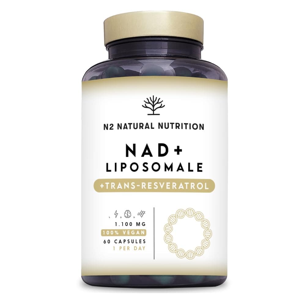 NAD Resveratrol 1100 mg. Fórmula Liposomal con Nicotinamide Riboside, Niacina y Vitamina E, Antiedad, Bienestar Cognitivo, Vitalidad y Salud Celular. N2 Natural Nutrition