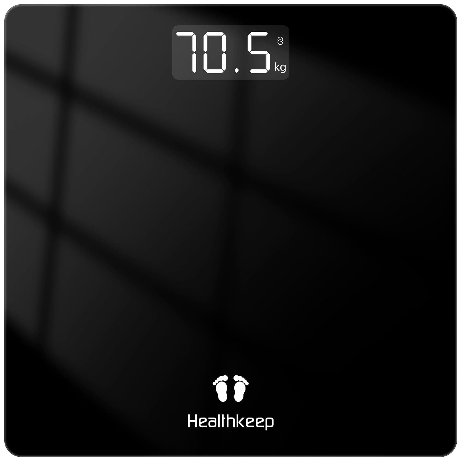 Báscula de baño digital con pantalla LED, Balanza de precisión para peso corporal, Máximo 180kg, Step-on Technology, Diseño fino, Negro