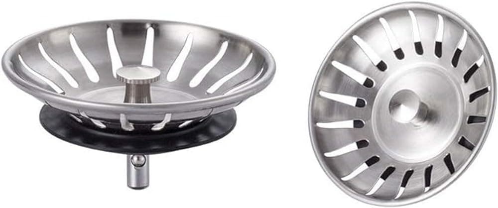 Ibergrif M34351-2, 2 Pièces Bouchon Evier Cuisine Inox - Filtre Evier Universel (Dia: 78MM), Bonde Evier avec 18 Fentes, Grille Evier Antiblocage, Panier pour Evier Vidange Rapide