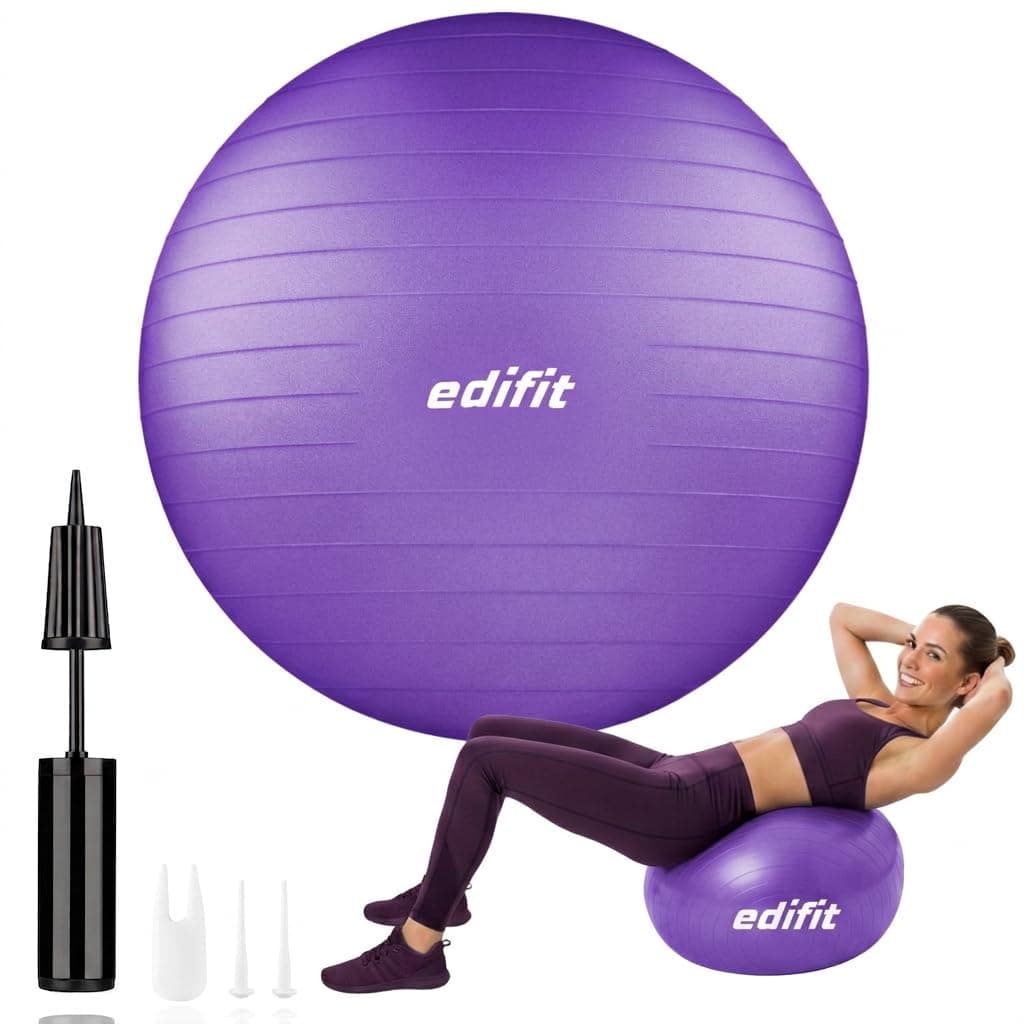 Pelota de Pilates, 55, 65 y 75 cm, Ejercicio en Casa, Incluye Hinchador, Fitball, Embarazadas, Accesorios Yoga, Varios Tamaños