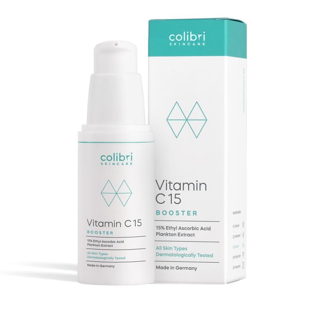 colibri skincare Vitamin C15 Booster 30ml - hochdosiertes, veganes Anti Aging Serum mit echten 15% Vitamin C - Gesichtspflege gegen Pigmentflecken und Augenringe - Made in Germany