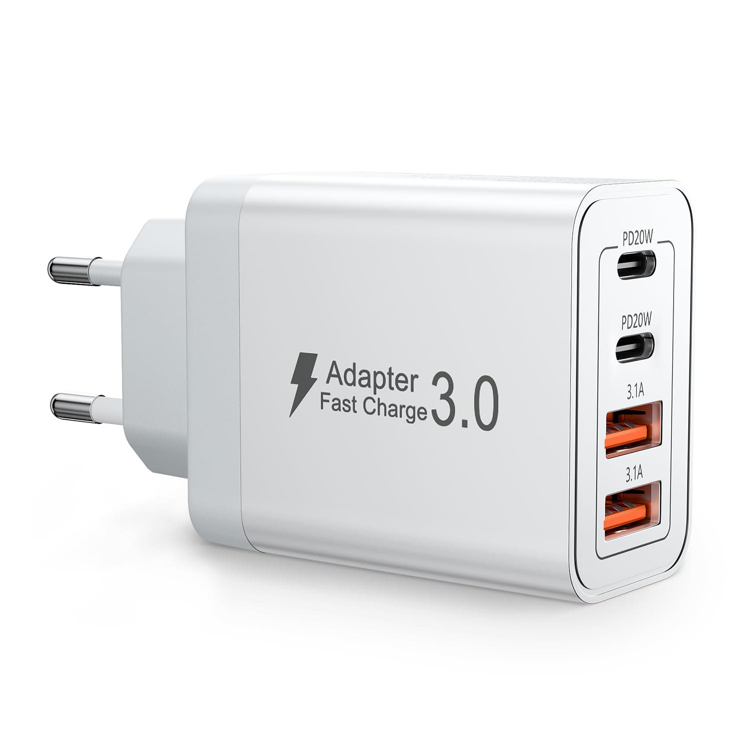 Chargeur USB C 40W Multiport Rapide, Prise USB Chargeur, Adaptateur Secteur pour Téléphones, Compatible iPhone, Samsung, iPad, Appareils Android – Compact, Sécurisé, Idéal pour Voyage