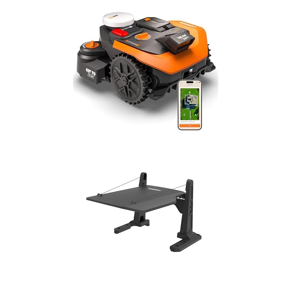 Worx Landroid Vision Cloud WR308E 2WD Robot Tagliaerba con Garage, Senza Filo Perimetrale per 800 m², (Evitamento Ostacoli AI, Navigazione VSLAM + RTK Cloud, Mappatura Automatica, Controllo App)