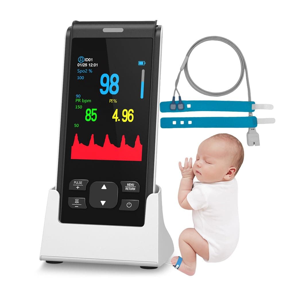 HOLFENRY Oximètre de Pouls Portable Rechargeable, Oximètre de Doigt avec Surveillance Continue Nocturne de SpO2 et Fréquence Cardiaque, Alerte Intelligente, Stockage de Données pour 10 Utilisateurs