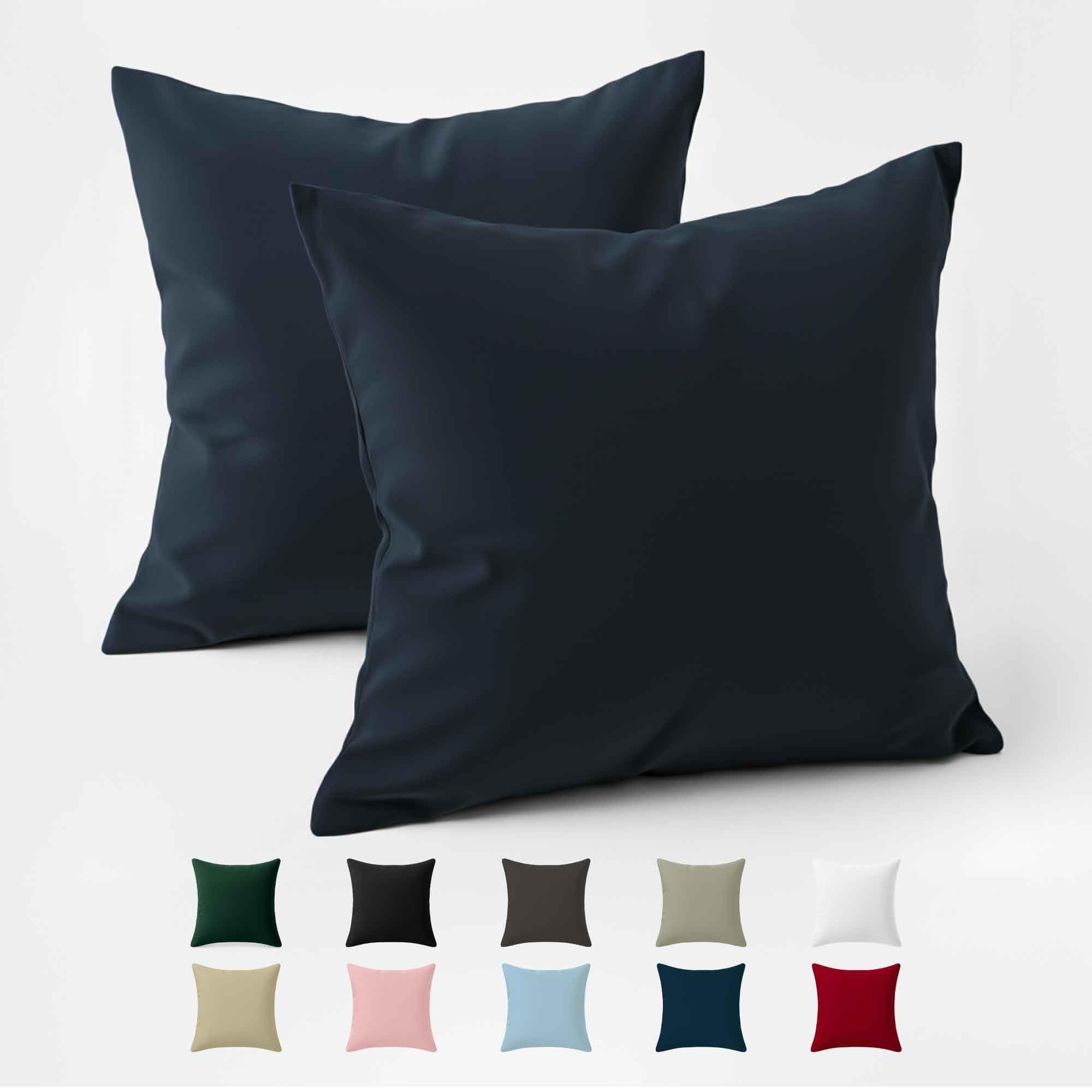 Funda Almohada 60x60 Algodón Reforzado (Pack de 2) - Azul Oscuro - Tela Apretada de 57 Hilos/cm² - Funda de Almohada 60 x 60 - Certificación Oeko Tex - Dreamzie