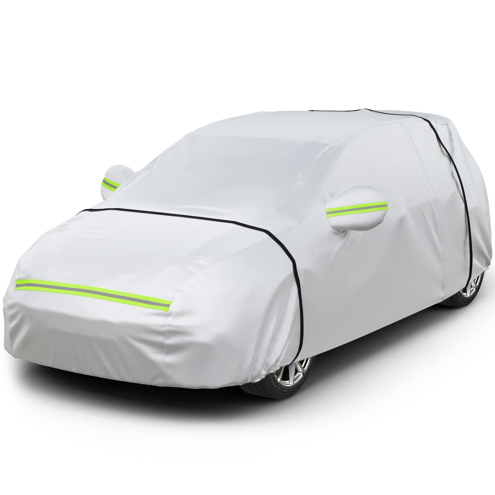 Favoto Cubierta de Coche Impermeable Funda de Coche Exterior Oxford+Algodón con Cremallera para Hatchback Anti-UV Transpirable Resistente al Polvo Lluvia Rasguño Nieve al Aire Libre 400x165x155cm