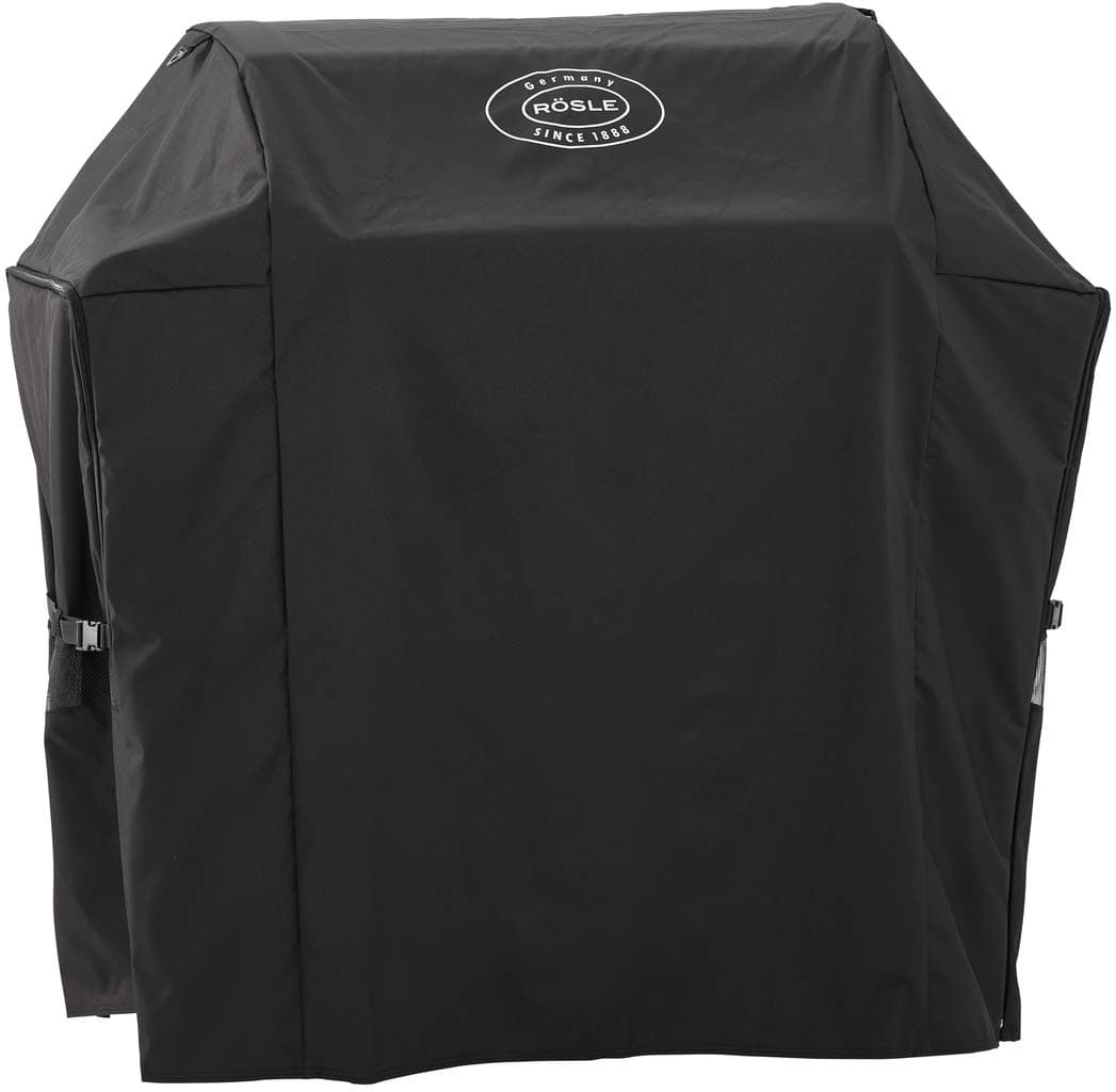 RÖSLE Abdeckhaube BBQ-Station VIDERO G4/G4-S, Hochwertige Schützhülle aus 100% Polyester mit PU-Beschichtung, praktischer Reißverschluss, wetterfeste Abdeckung, Schwarz