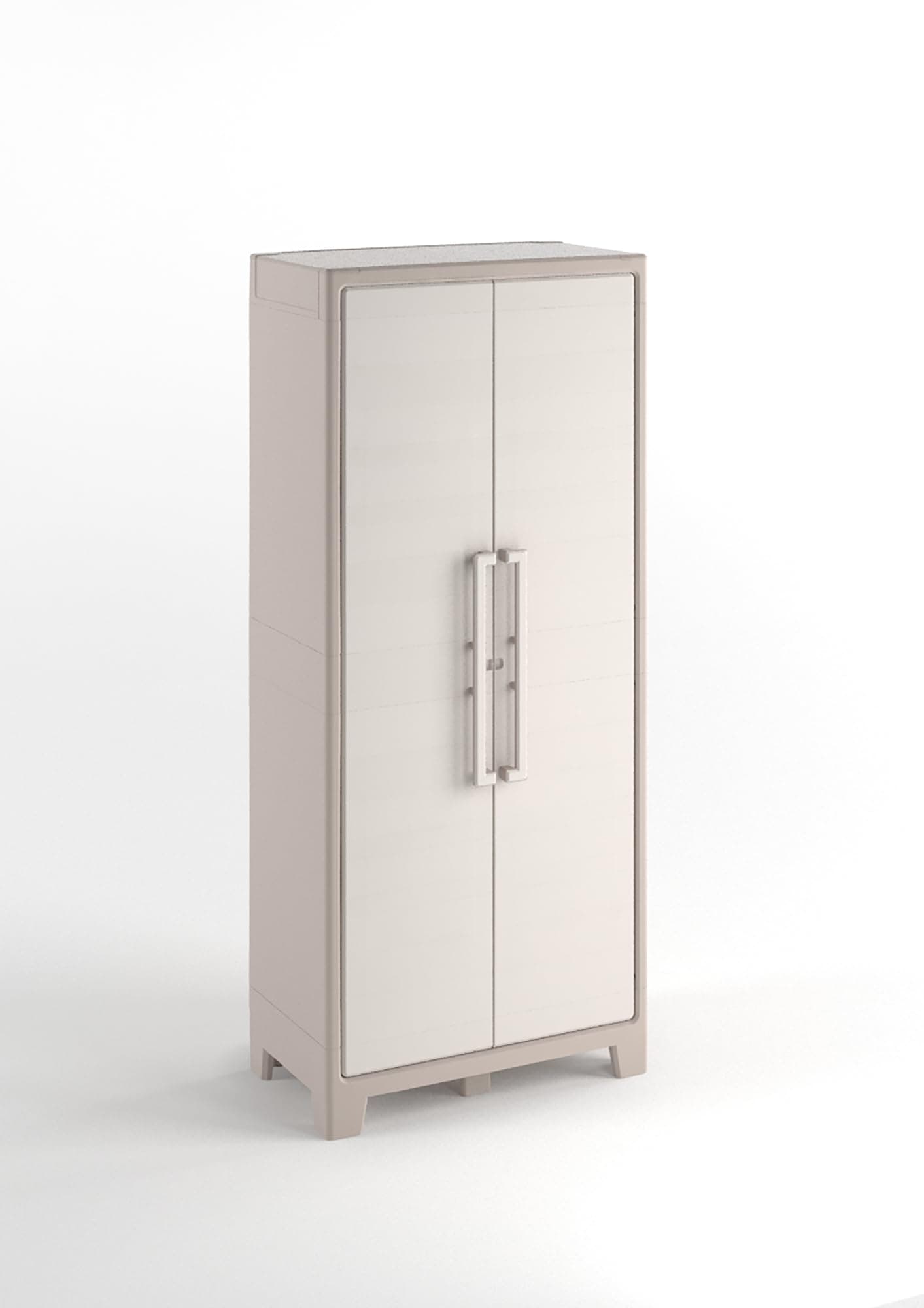 Keter Armario Gulliver Alto|Almacenaje Interior y Exterior|Resina|Estanco al Agua con 2 Puertas y 4 Baldas Regulables en Altura|Color Beige/Arena|80 x 44 x 182 cm