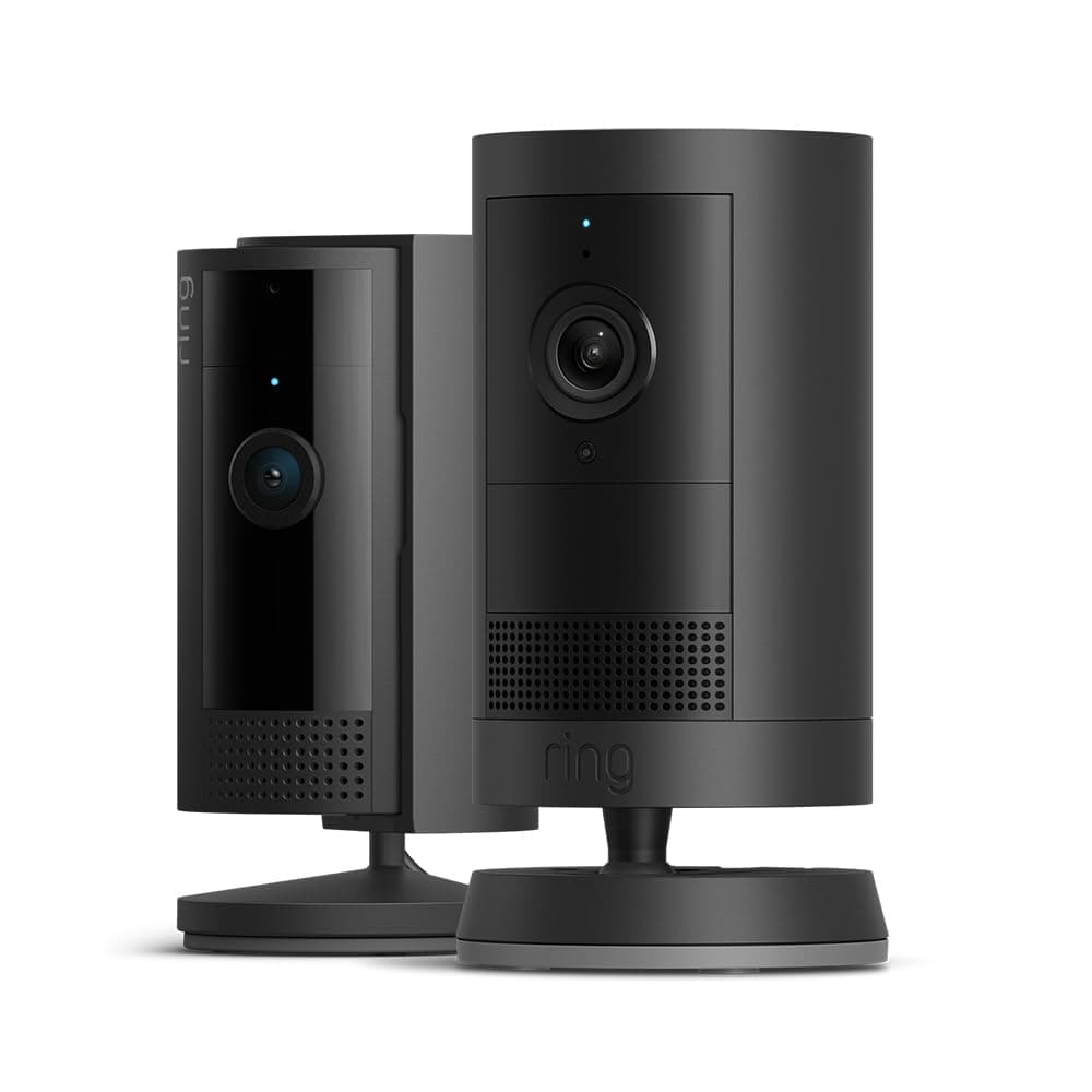 Ring Außenkamera Plus Akku (Outdoor Camera Plus) + Innenkamera (Indoor Camera 2. Gen.) I Retinal 2K | Kabellose Sicherheitskamera Selbstinstallation | 30 Tage Gratiszeitraum für Ring Home-Abonnement