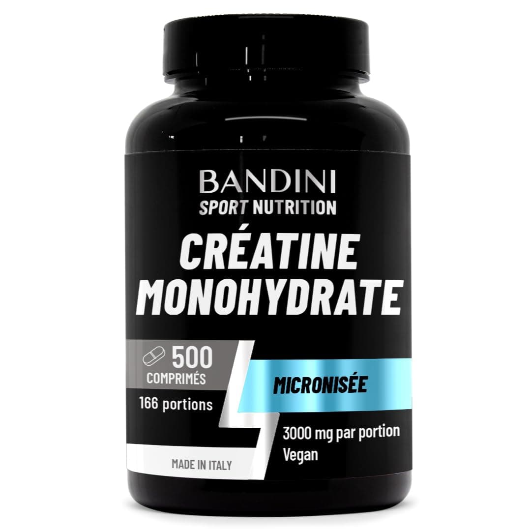 Bandini® Créatine Monohydrate 500 Comprimés (+5 Mois) 3000mg par dose - Augmente les Performances Physiques & la Force Musculaire - Booster Musculation Puissant - Creatine Micronisée 100% Pure & Vegan