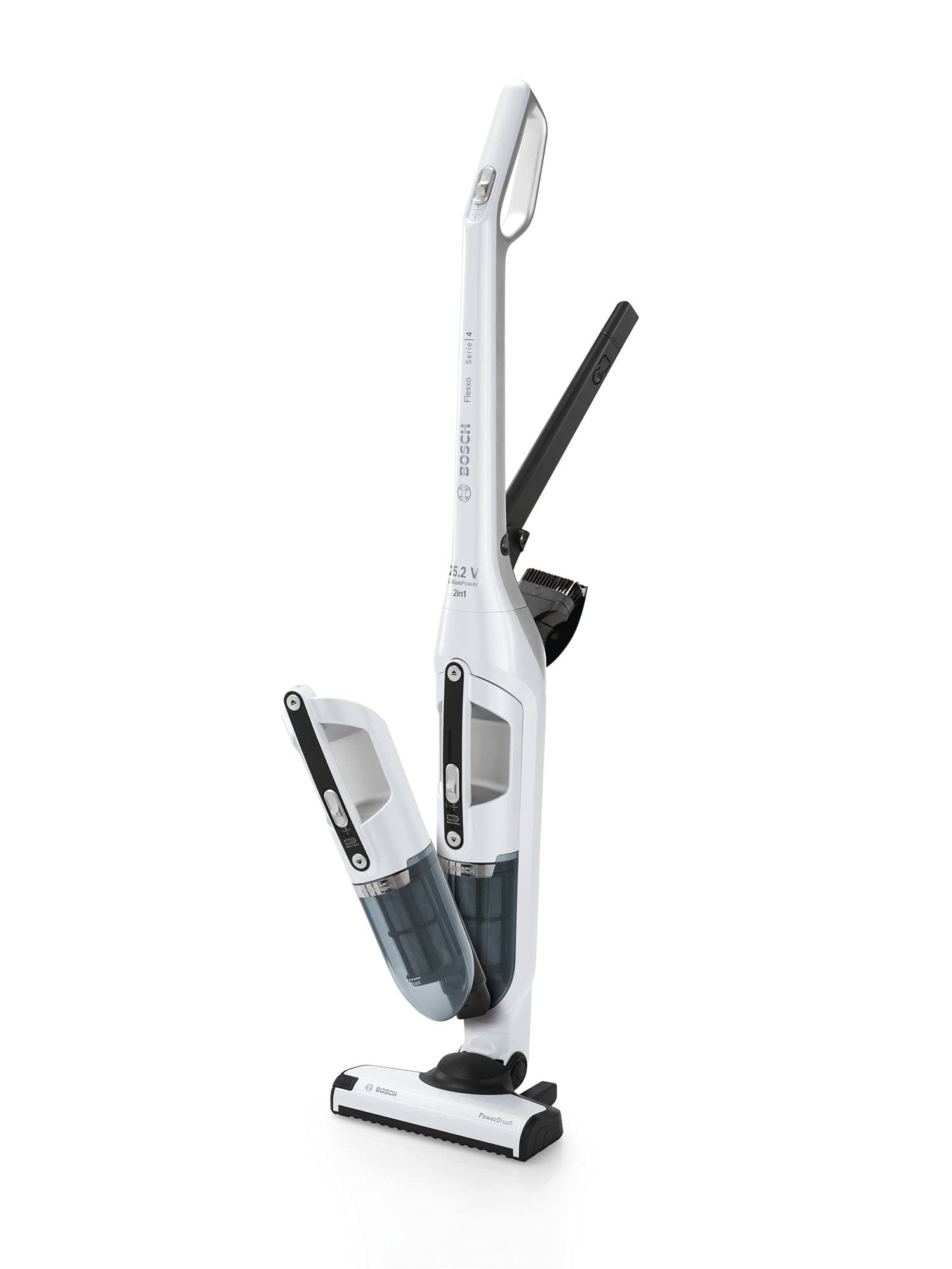 Bosch Flexxo Serie | 4 BBH32551 - Aspirador sin cable y de mano, de 25.2V con accesorios integrados, color blanco