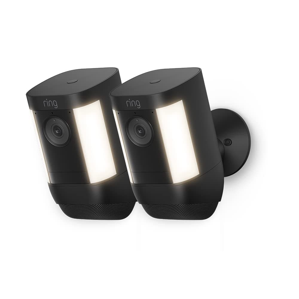 Ring Videocamera Pro con faretti a batteria (Spotlight Cam Pro Battery)| Video 2K, Ring Vision, rilevazione di movimento 3D | Prova gratuita di 30 giorni del piano Ring Home | 2 telecamere