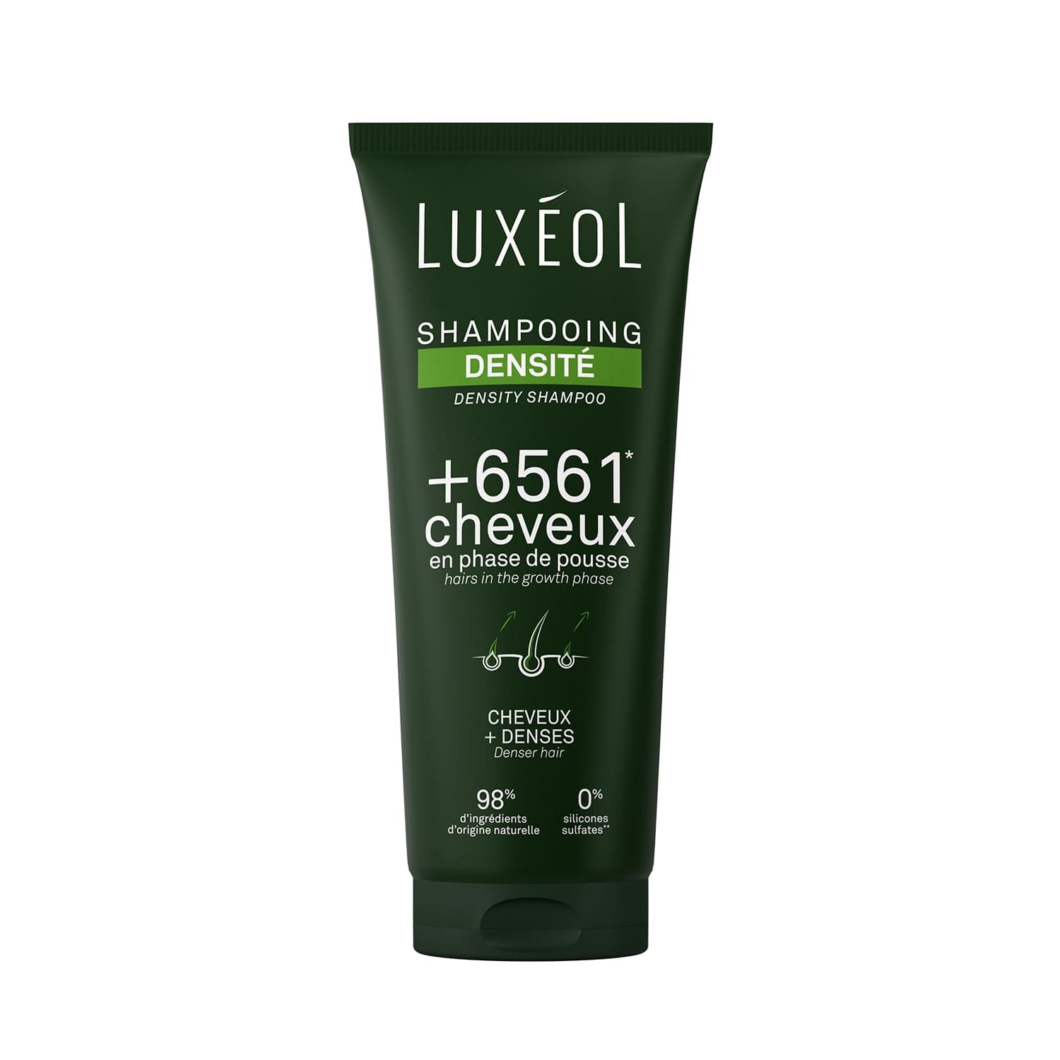 LUXEOL - Shampooing Densité - +6561 Cheveux En Phase De Pousse* - Augmente La Densité Capillaire - 98% D'Ingrédients D'Origine Naturelle - Sans Silicones - Fabriqué en France - 200 ml