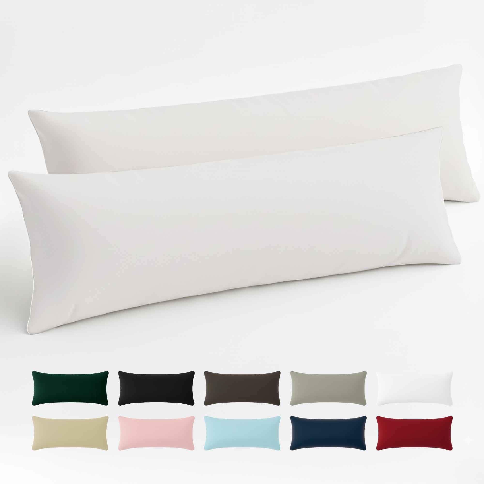 Dreamzie Taie Oreiller 40x145 Coton Renforcé (Set de 2) - Blanc - Tissage serré de 57 Fils/cm² - Taie Oreiller 40 x 145 cm - Certifié Oeko Tex