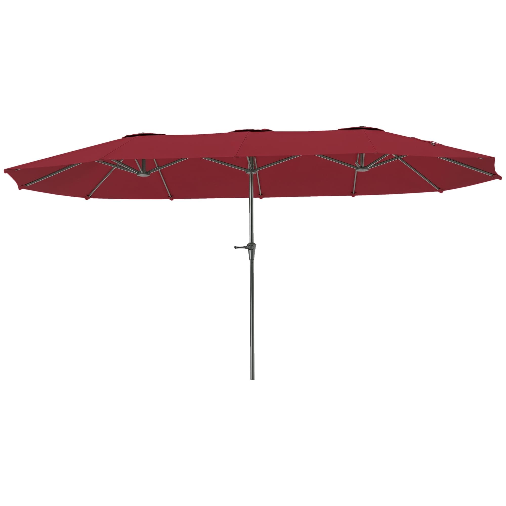 Outsunny Parasol de jardin extérieur, parasol double rectangulaire 4 x 2,2 x 2,3 m avec ouverture fermeture manivelle, toile 180 g/m² pour balcon, piscine, terrasse