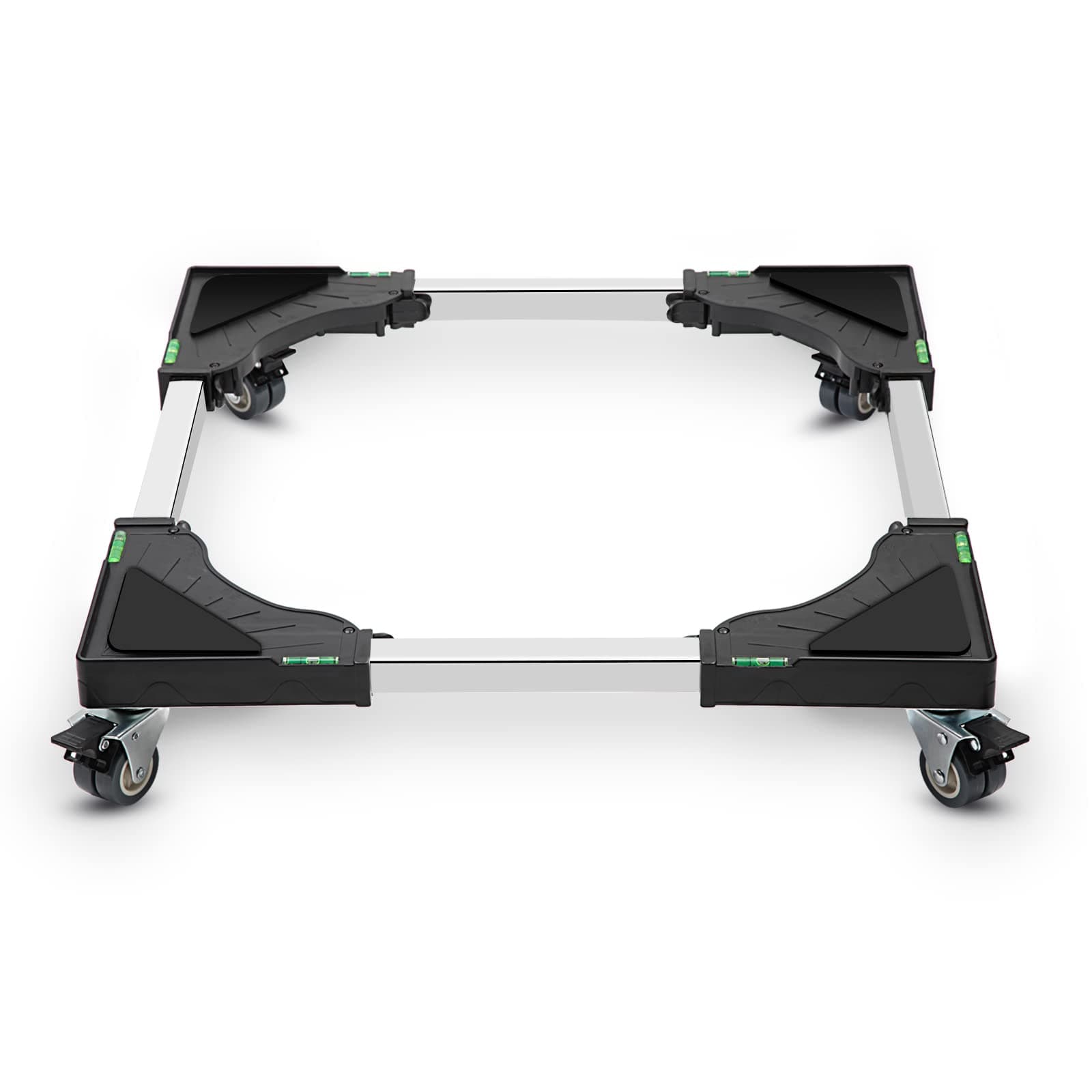 W B D WEIBIDA Carrello Lavatrice con 4 Ruote con Bloccaggio, Carico Pesante 200KG Mobile Lavatrice Asciugatrice, Larghezza Regolabile 40-62cm Base Lavatrice per Lavatrice e Frigorifero, Nero