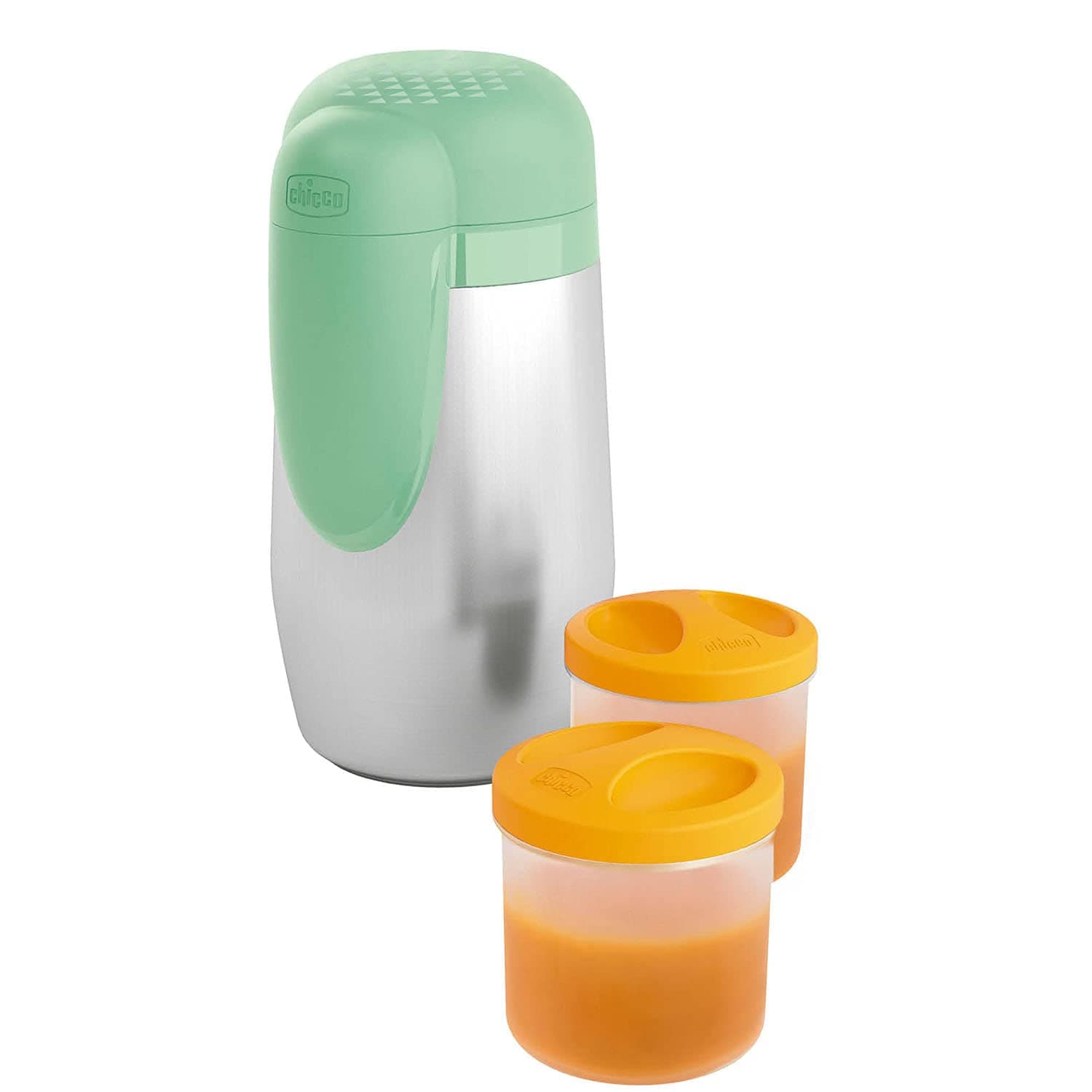Chicco Portapappa Termico In Acciaio Inossidabile Con Due Contenitori da 250 ml, Contenitore Per Alimenti E Bevande, Thermos portapappa neonati, Mantiene la temperatura fino a 5 ore, Colori Assortiti