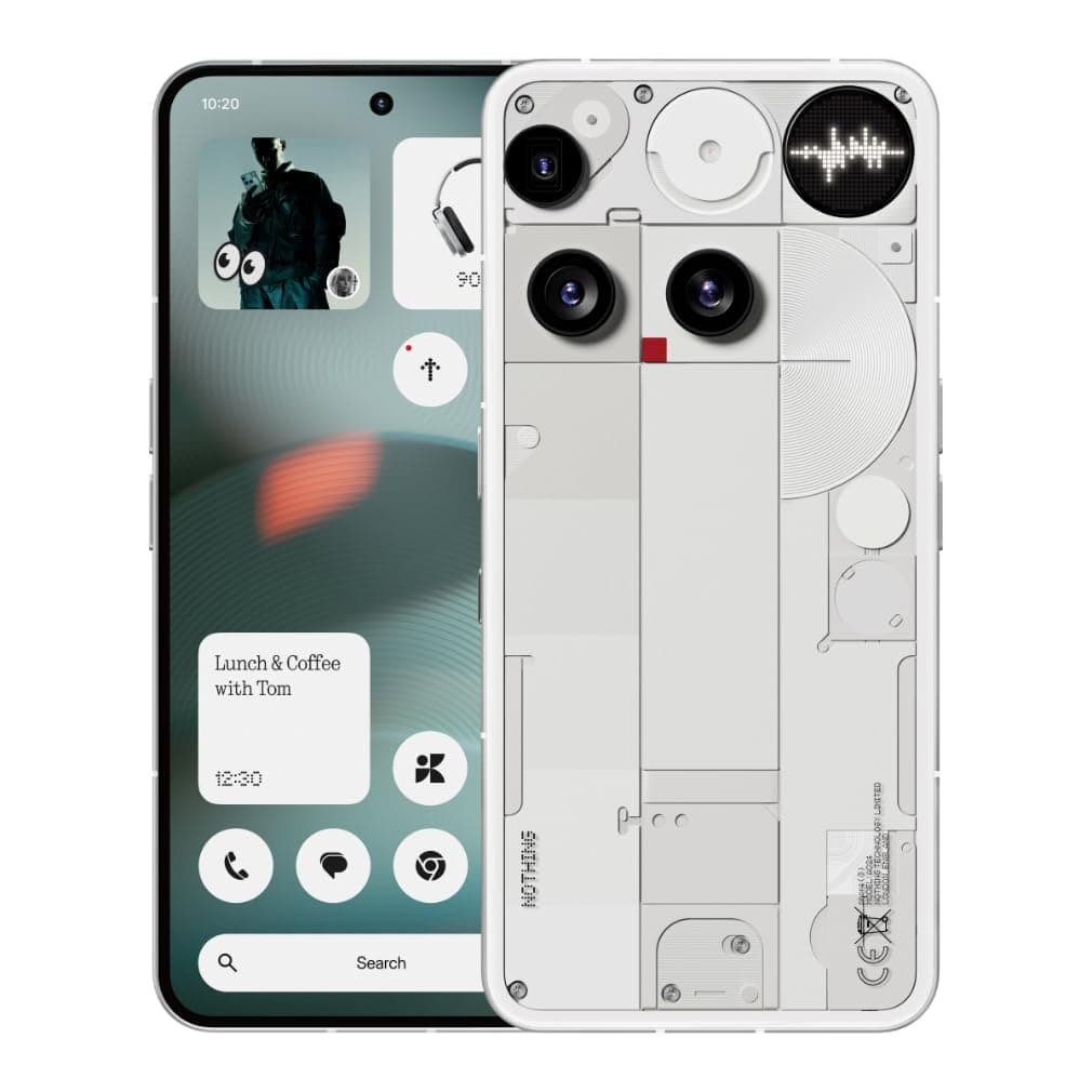 Nothing Phone (3) – Smartphone con tripla fotocamera posteriore da 50 MP, batteria al silicio-carbonio a lunga durata 24 ore, display AMOLED 6,67" 120Hz, Glyph Matrix, 16GB + 512GB – Bianco