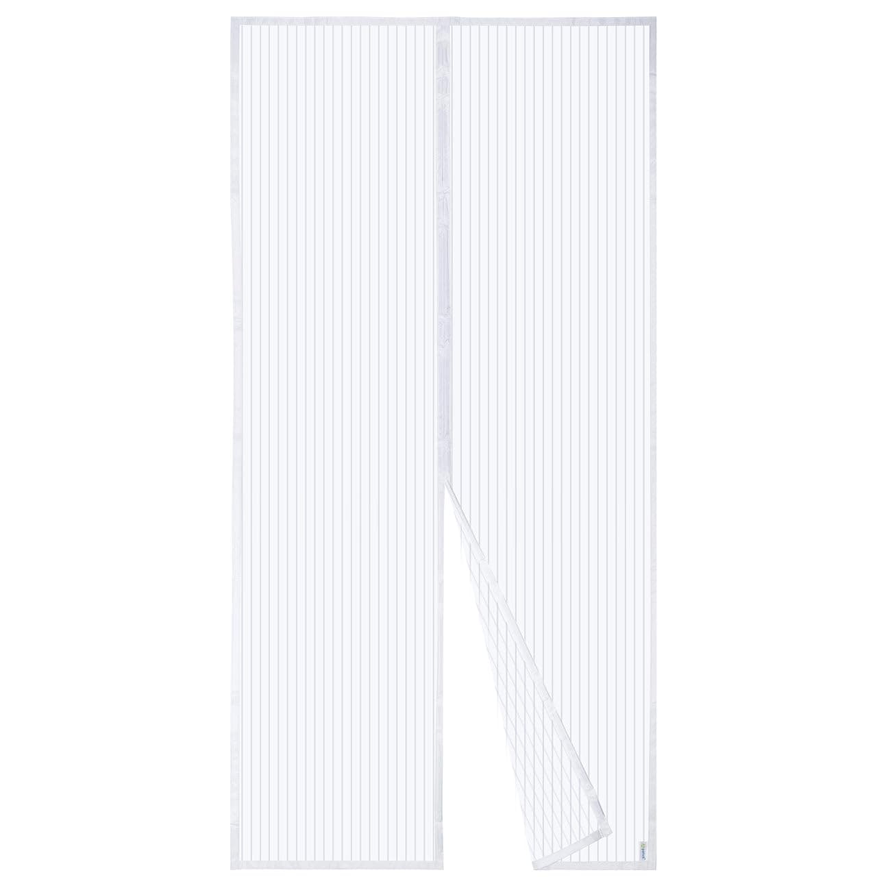 Moustiquaire Magnétique Pour Porte Apalus, Rideau en Maille, Joint Magnétique de Haut en Bas avec Fermeture Automatique, Maintient l'air frais à l'intérieur (120x220cm, Blanc)