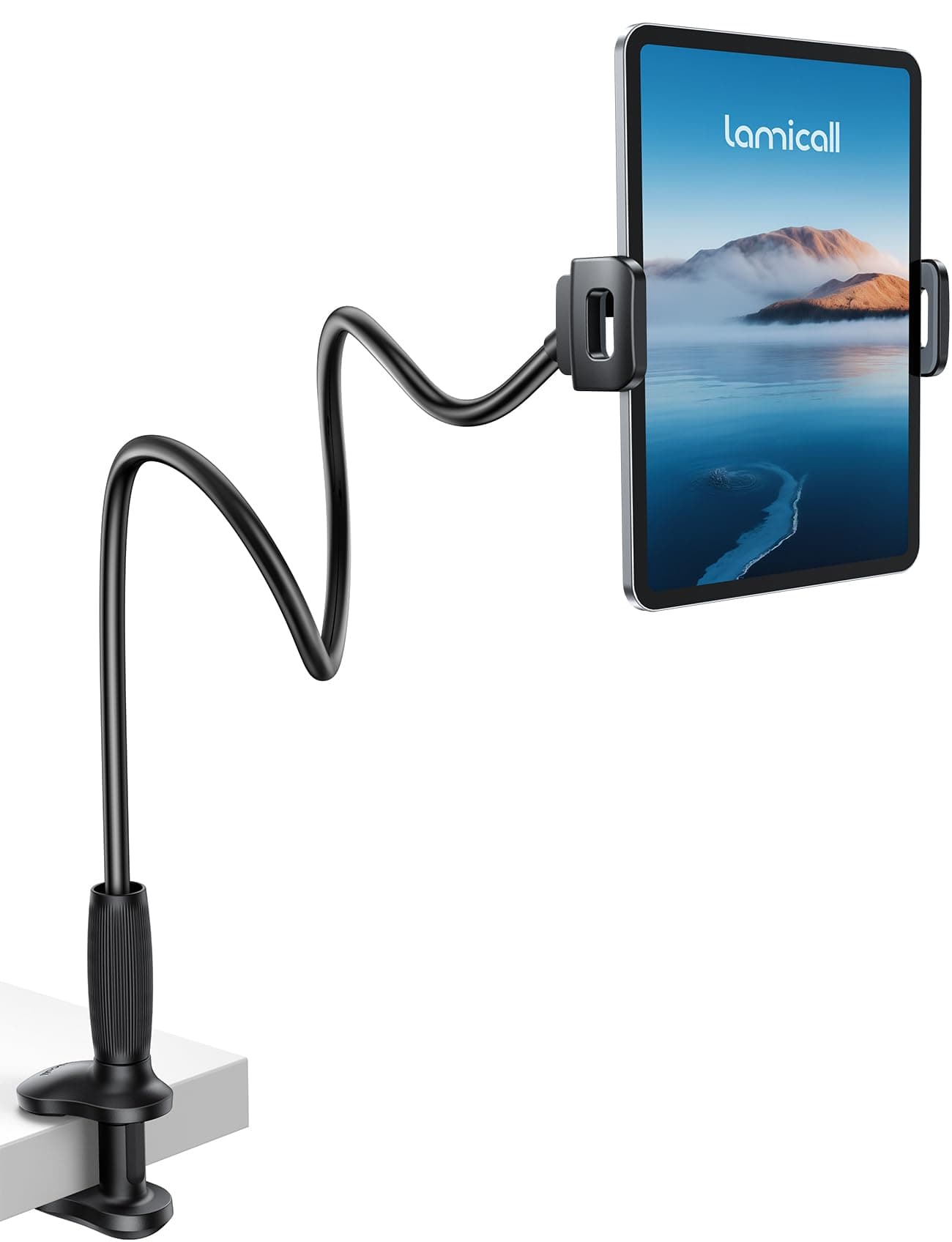 Lamicall Schwanenhals Tablet Halterung Bett - [Stabil unten, Flexibel oben] 85cm Bruchsicher iPad Ständer für Bett & Tisch, 360° verstellbare Tablethalterung für iPad Pro Air Mini, für Kindle, 4,7-13"