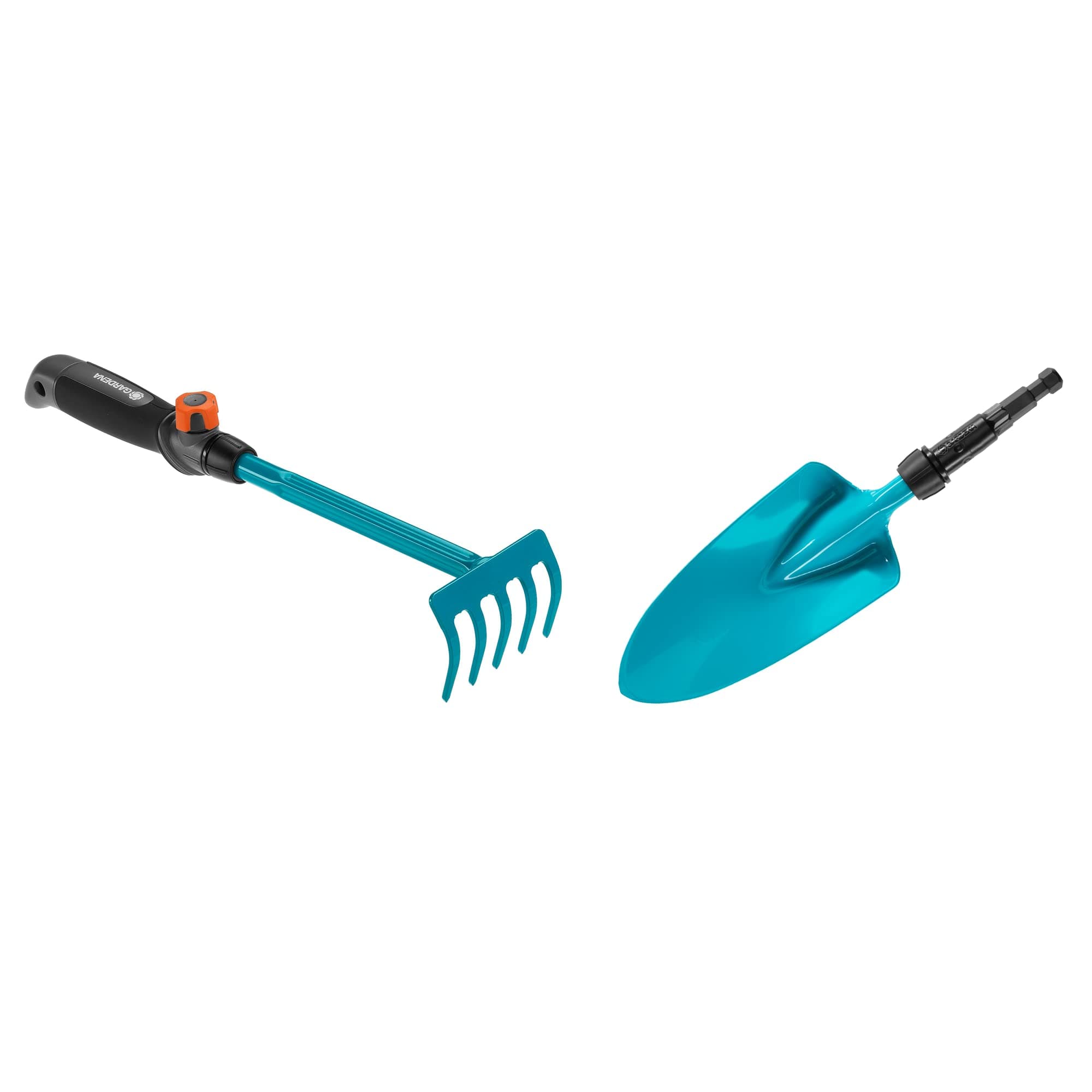 Gardena combisystem-Kleingeräte Set: Set bestehend aus Blumenkelle und Blumenrechen für müheloses EIN- und Umpflanzen in Beeten und Blumenkästen, inkl. combisystem-Kleingeräte Griff (17354-60)