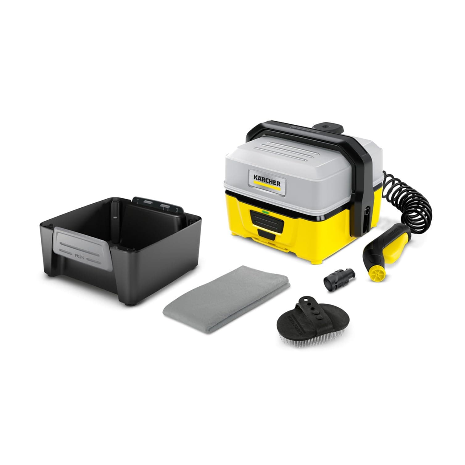 Kärcher Mobile Outdoor Cleaner OC 3 Pet Box (Wassertankvolumen: 4 l, Lithium-Ionen-Akku, abnehmbarer Wassertank, schonender Niederdruck, Kegelstrahldüse, Fellreinigungsbürste, Viskosehandtuch)