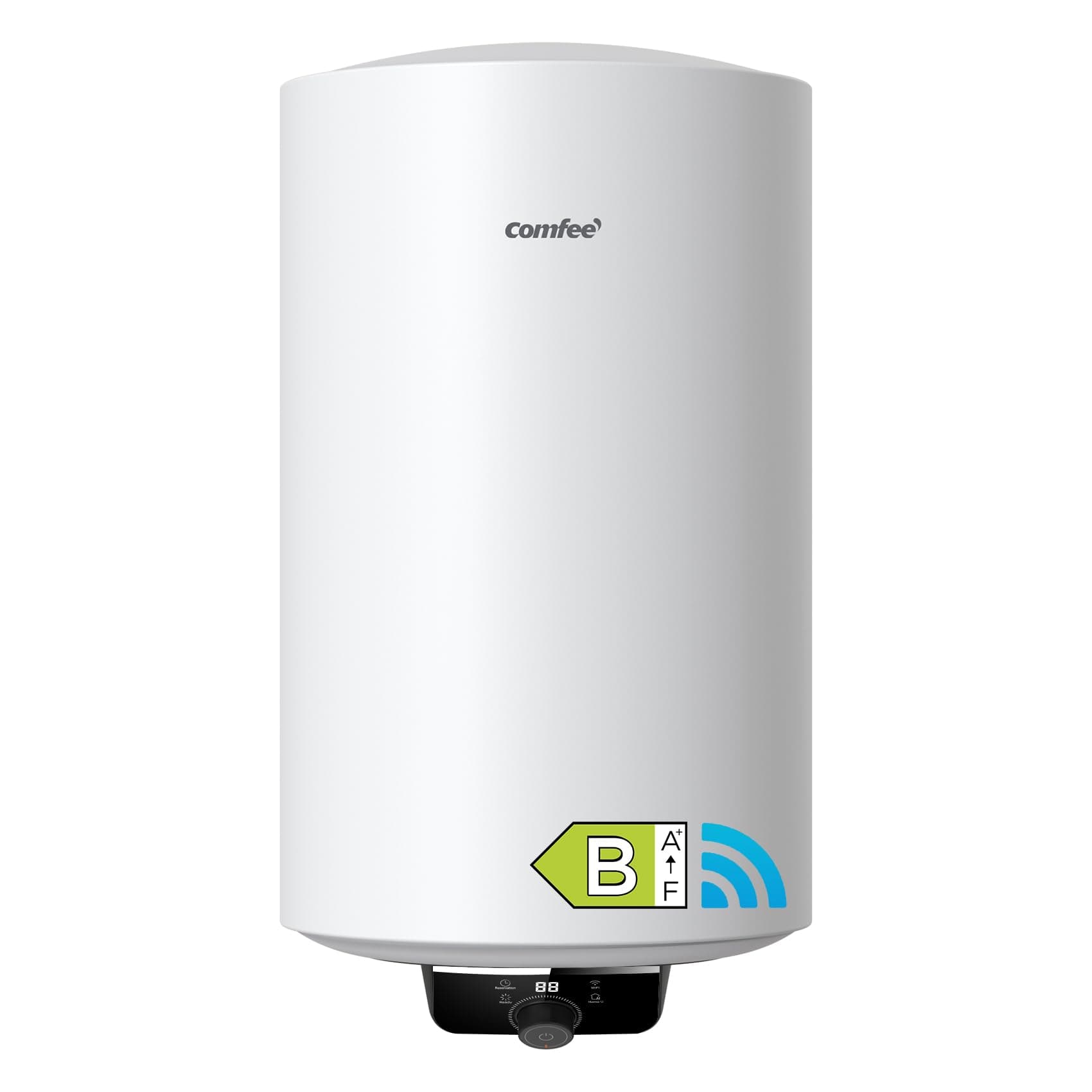 Comfee Chauffe-Eau électrique 80 Litres vertical, Chauffe-Eau à Accumulation,Electronic Contrôleur, Timing & Contrôle de la Température pour Douche,Salle de Bain(Énergétique B)