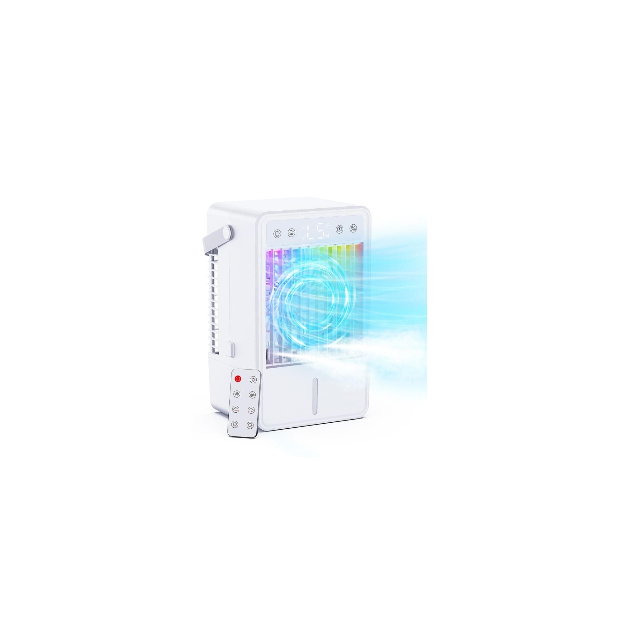 Condizionatore Portatile Silenzioso 1500ML, Climatizzatore Portatile con Touch Display e Telecomando, Raffreddatore D'aria 5 Velocità & 3 Modalità, Timer 10H, Alette 70°, USB-C, 10W Basso Consumo
