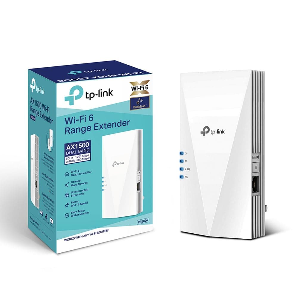 TP-Link Ripetitore WiFi 6 RE500X, Amplificatore Dual Band AX1500Mbps, Extender WiFi Potente, Access Point, 1 Porta Gigabit Ethernet, Compatibile con Tutti i Box Internet