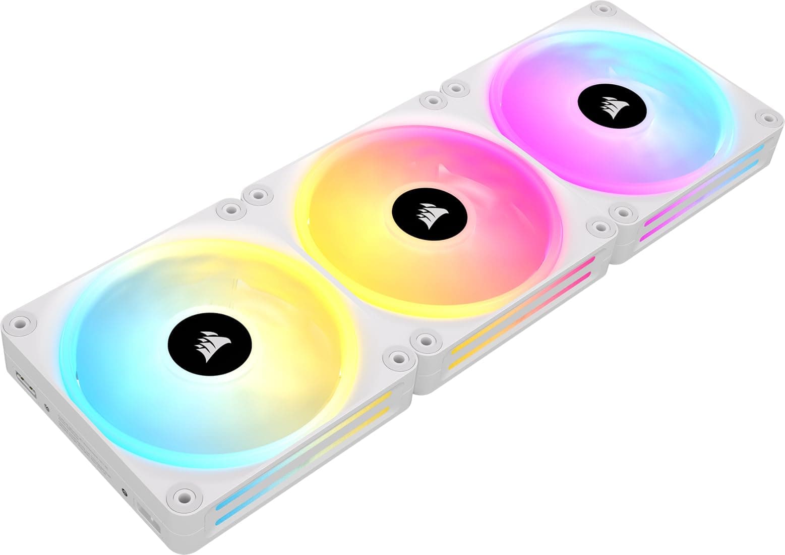 Corsair iCUE LINK QX120 RGB 120mm Magnetic Dome RGB Lüfter - Dreifach-Lüfter-Starter-Kit mit iCUE LINK System-Hub - Weiß