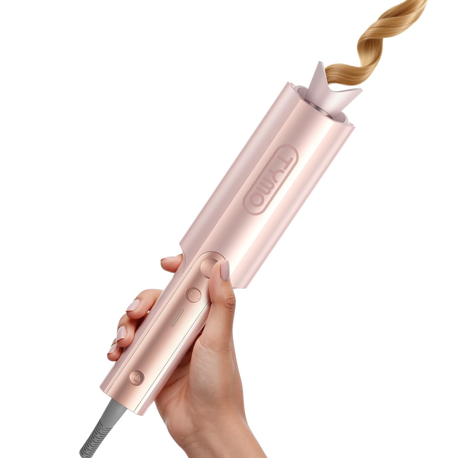 Rizador de Pelo Automatico - TYMO Curlpro Plus Rizador pelo Ondas Automático Rizos Grandes 25mm Beach Waves Moldeador Tenacilla para Pelo Largo Hair Curler Anti-Quemaduras Rosa Dorado