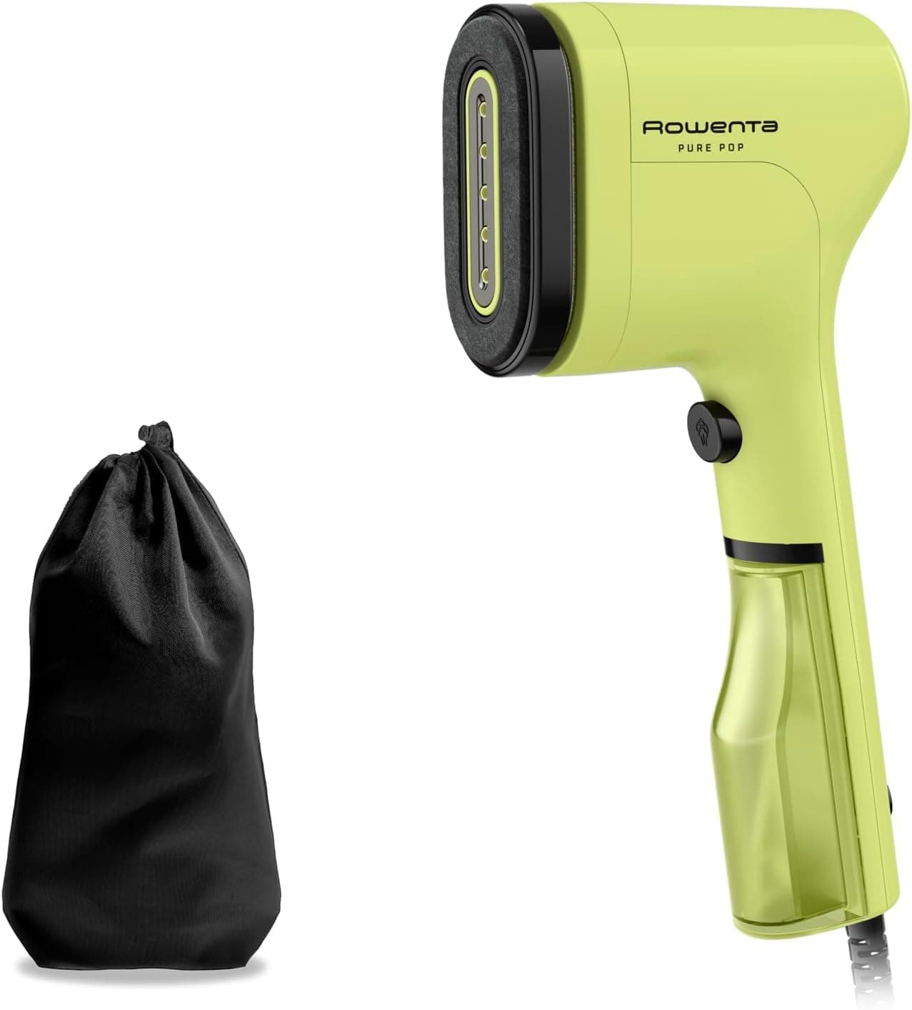 Rowenta Pure Pop - Cepillo de vapor de 1300 W con salida de vapor de hasta 20 gr/min que plancha y purifica, elimina pelusas y pelo, cabezales reversibles, diseño para viaje, color lima, DR2025F0