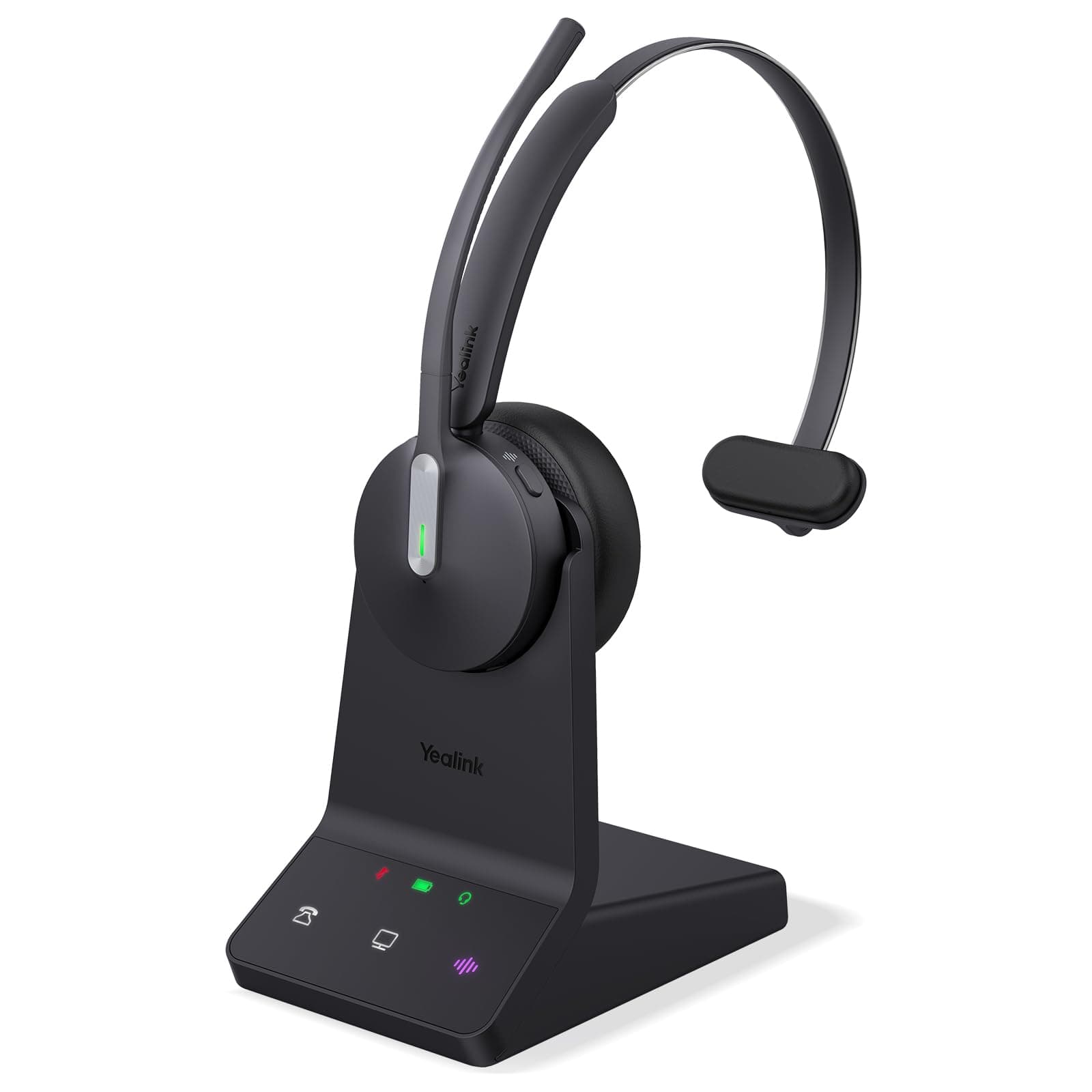 Yealink WH64 Casque sans fil, 185 m DECT & Bluetooth, double mode Teams Zoom, Skype, UC, téléphone 3 microphones, 26H conversation, bureau