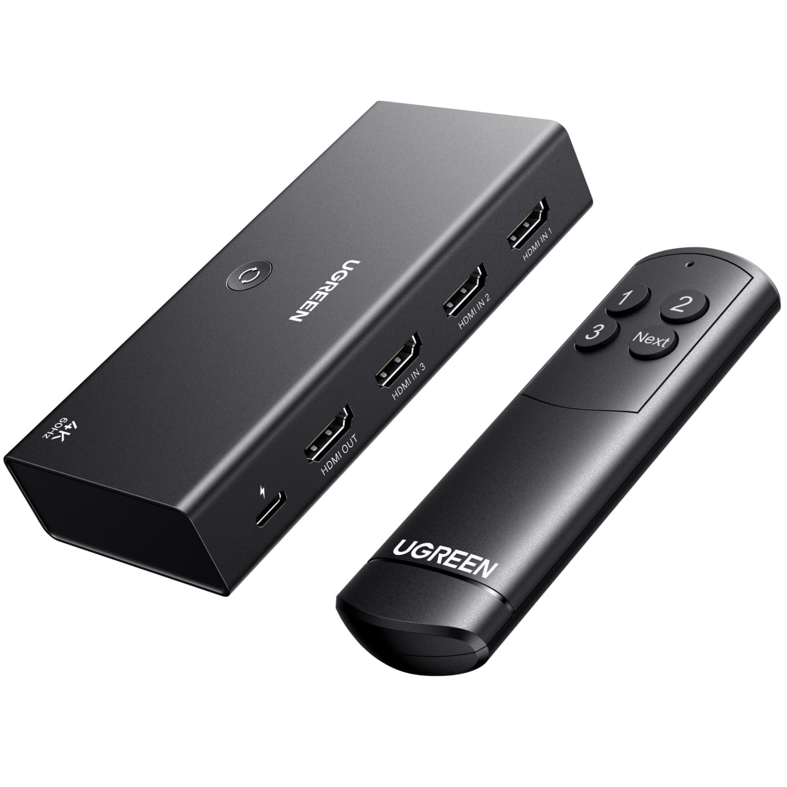 UGREEN HDMI Switch 3 in 1 Out 4K@60Hz, HDMI Splitter mit Fernbedienung Unterstützt HDR10+ CEC HDCP2.2 Kompatibel mit Switch PS5/4/3 Xbox Blu Ray Player