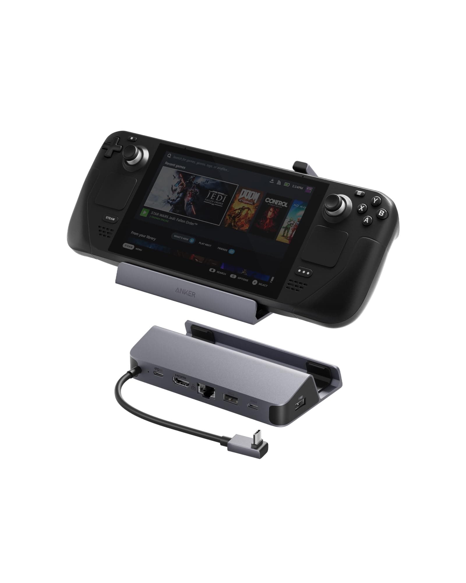 Anker Docking Station für Steam Deck/ROG Ally, 6-in-1 Steam Deck Dock, USB-C-Hub mit HDMI 4K@60Hz, 1 Gbit/s Ethernet, 2 USB-A & 1 USB-C-Anschlüsse, 90W Schnellladung für Steam Deck, ROG Ally, & mehr