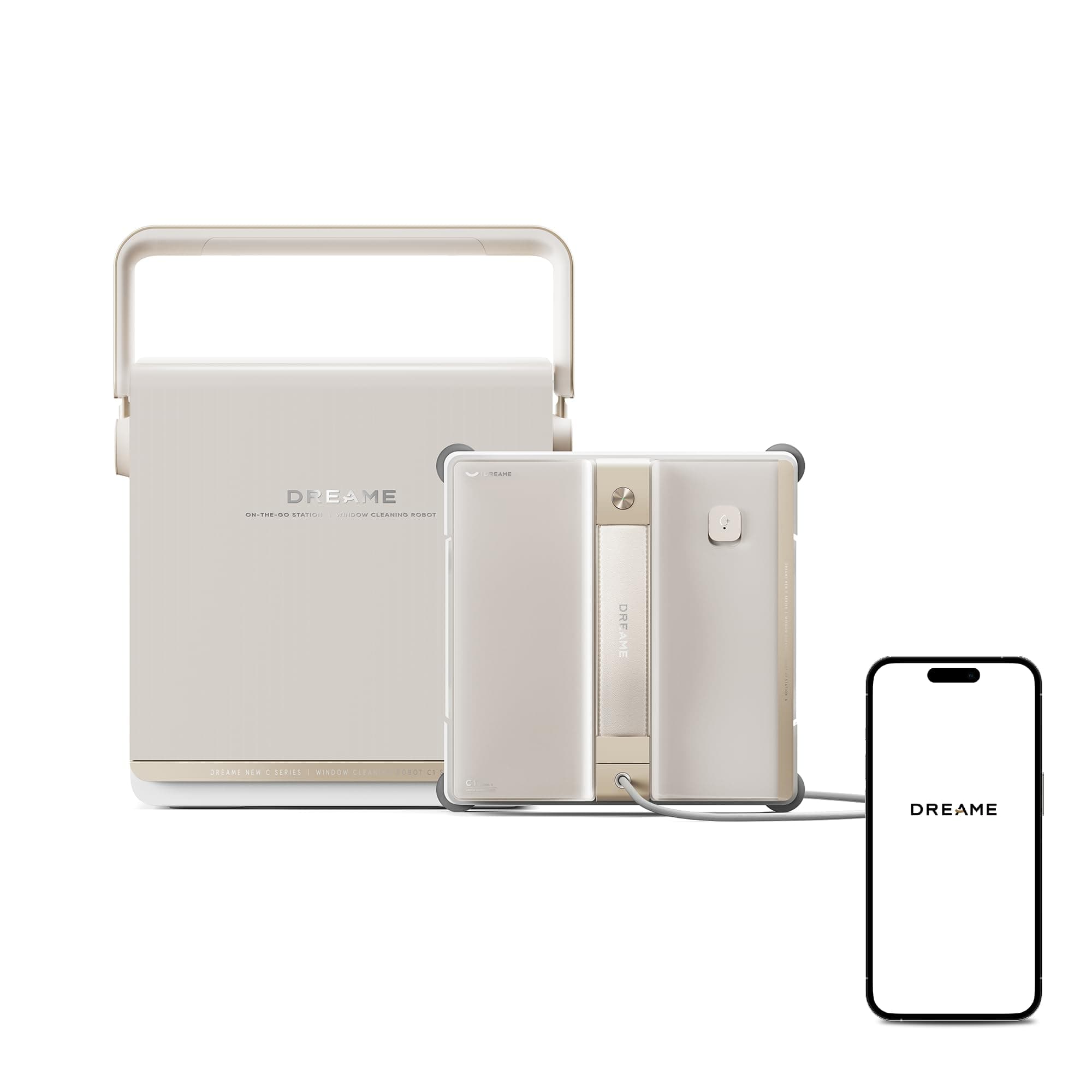 DREAME C1 Station S Kit Robot Limpiacristales, Protección Integral,Estación Portátil, Gestión Automática del Cable, Tecnología CornerClean, Planificación de Trayectoria con Cobertura Integral