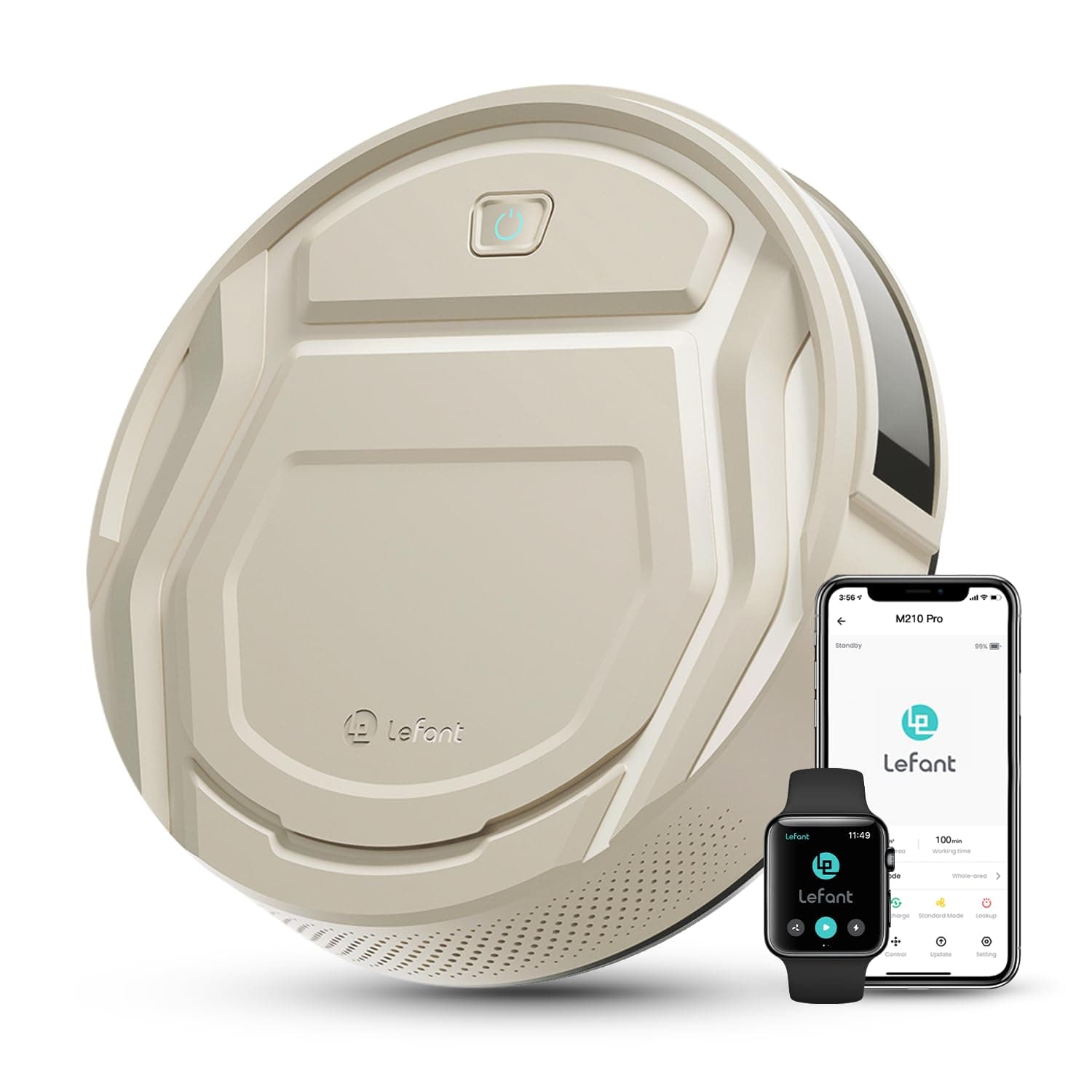Lefant M210P Robot Aspirapolvere, 2200Pa, 120 Min, Ultra Sottile 7,8 cm, Senza Grovigli, Potenziamento Tappeto, Controllo Wi-Fi/APP/Alexa/Google, per Pavimenti, Peli Animali e Moquette